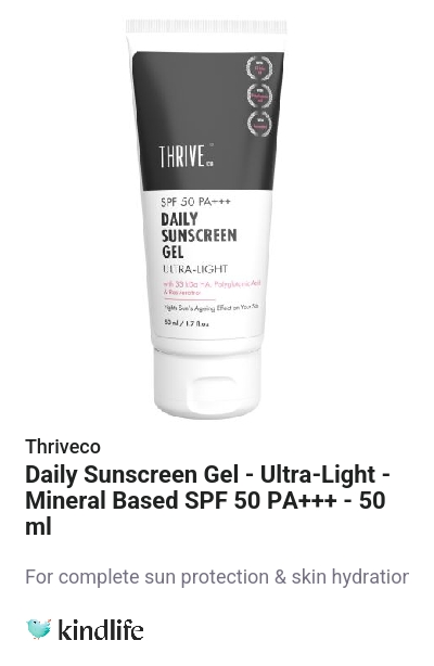 Thriveco Daily Sunscreen Gel UltraLight Mineral Based SPF 50 PA