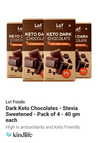 Lo! Foods Dark Keto Chocolates Stevia Sweetened Pack of 4 40 gm each