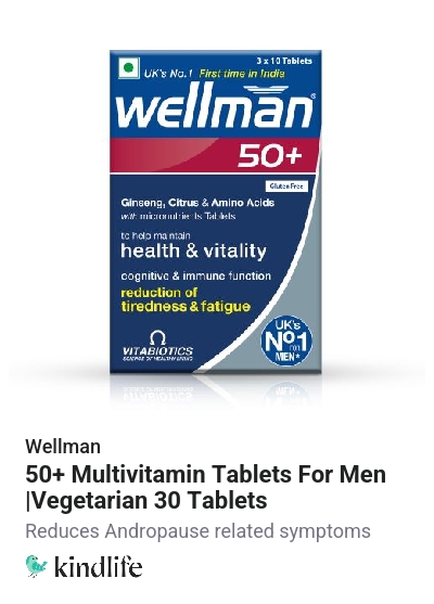 Wellman: 50+ Multivitamin Tablets For Men |Vegetarian 30 Tablets