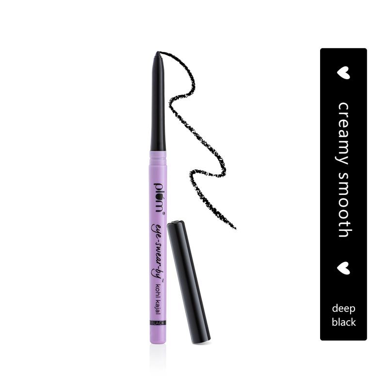 Plum Eye-Swear-By Kohl Kajal - Deep Black | Creamy Smooth | Smudge-Proof | Water-Proof (Deep Black, 0.35 g)