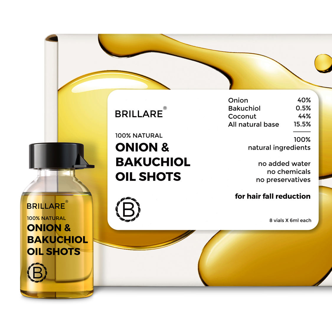 Onion & Bakuchiol Oil Shots Pack Of 8 - (Each 6 ml)