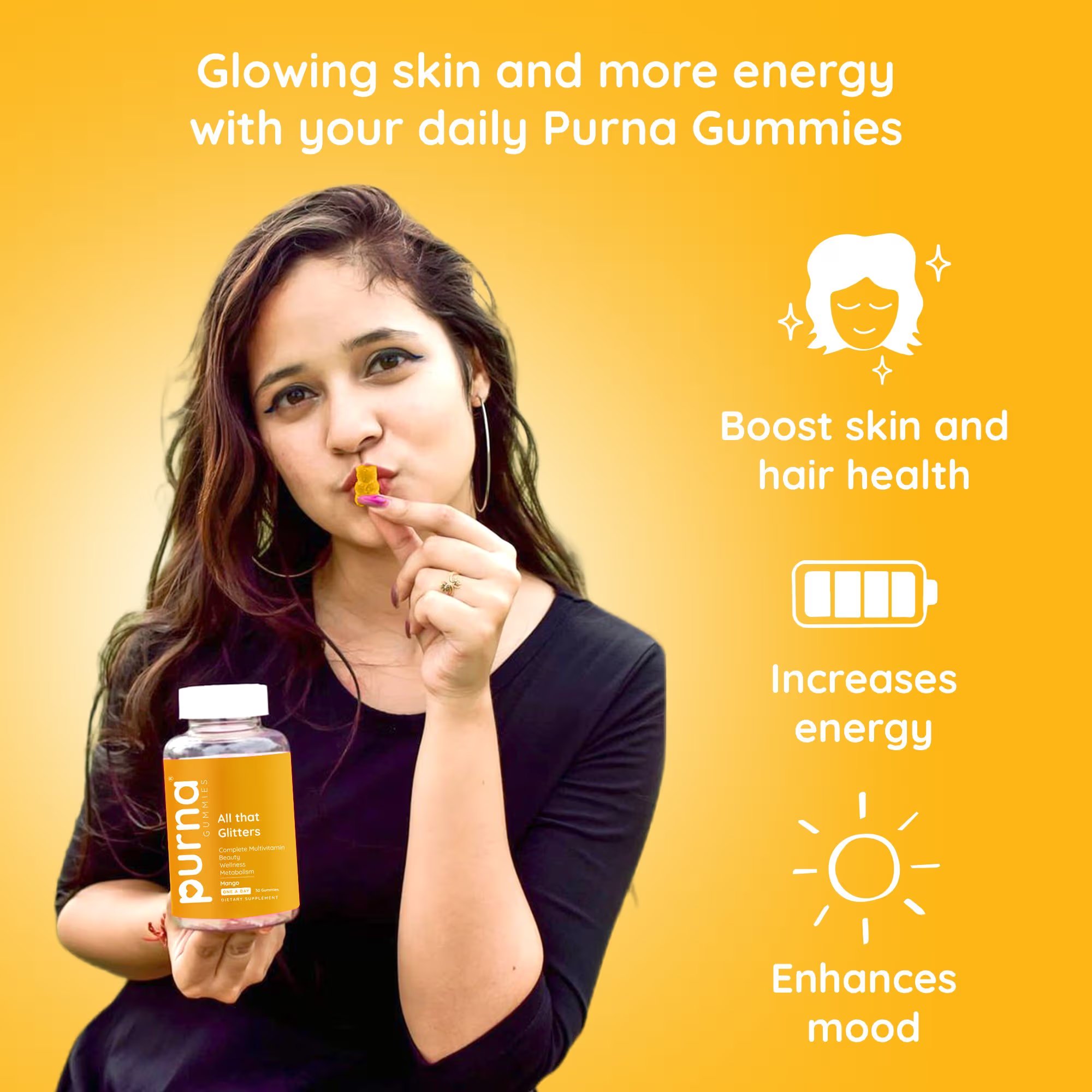 Purna Gummies Multivitamin Gummies Mango 30 Gummies