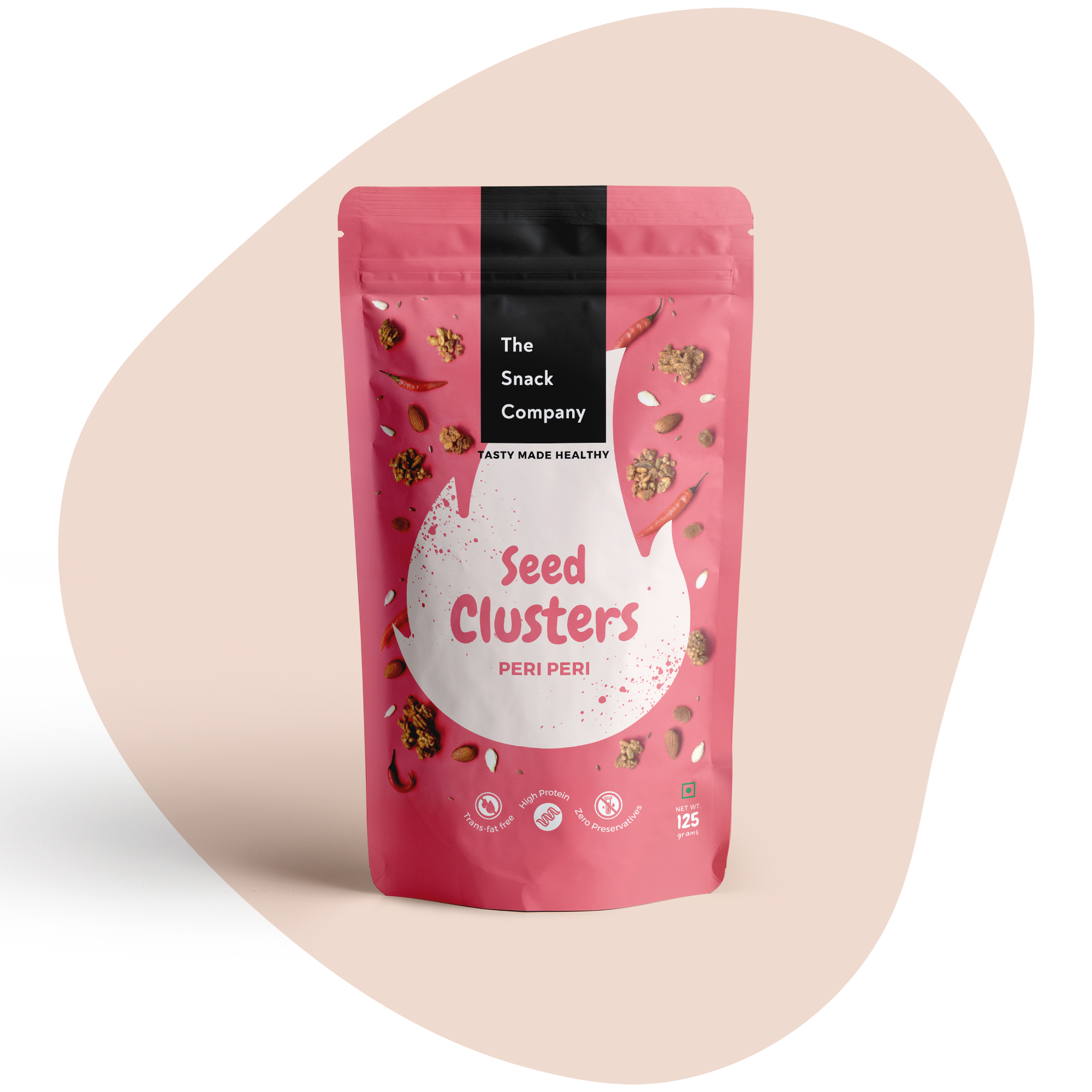 6 in 1 Seeds Dryfruit Mix - Peri Peri Cluster 125gm | Roasted not Fried | Healthy snack