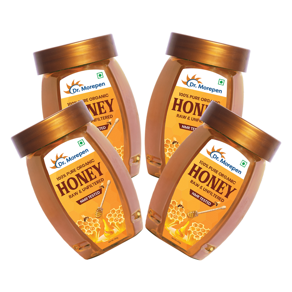 100 Pure Organic Honey NMR Tested - 250gm Pack of 4