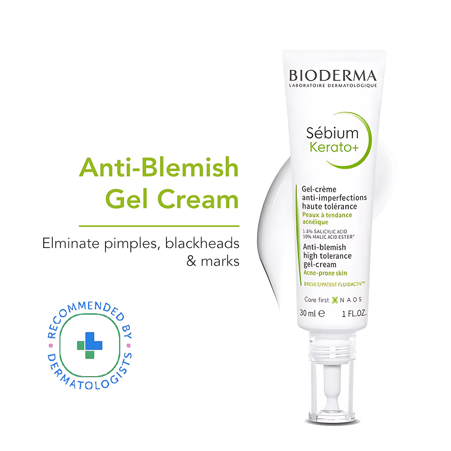 Anti-Blemish Gel Cream Sebium Kerato+ Spot Corrector Eliminates Pimples Blackheads 30ml