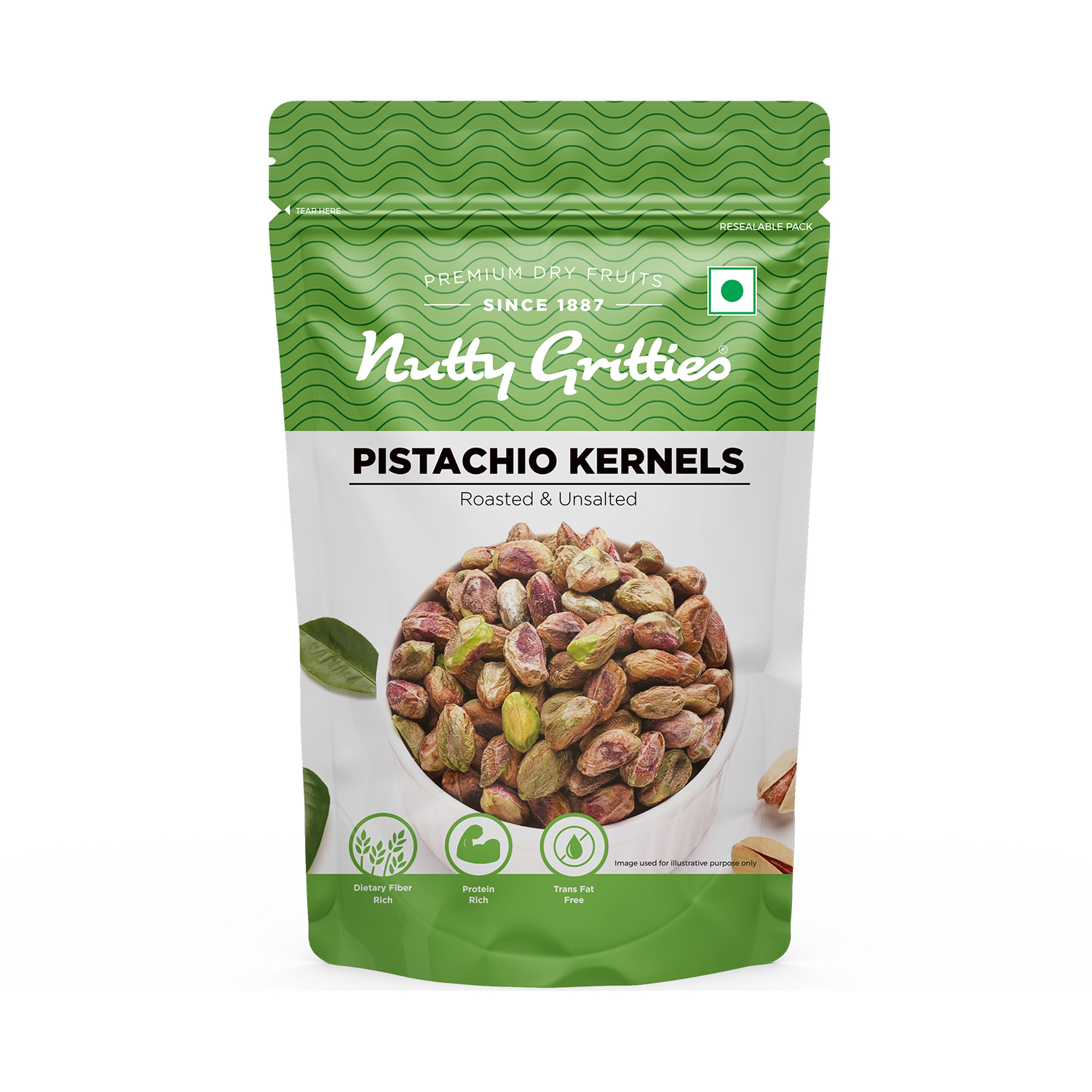 Pista Kernels, Roasted and Unsalted -100g