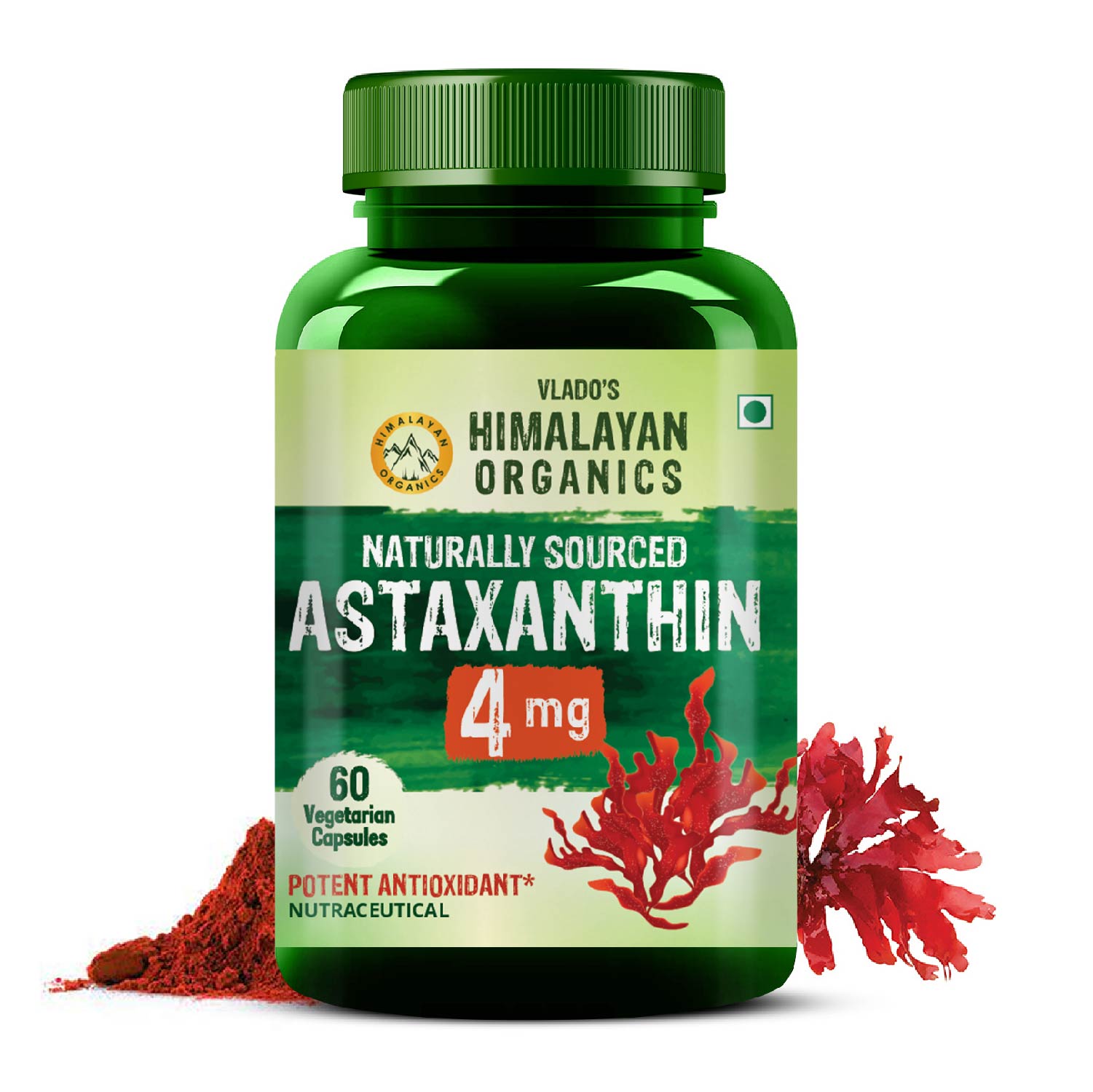 Naturally Sourced Astaxanthin 4mg | Antioxidant for Skin, Eye Energy | 60 Veg Capsules
