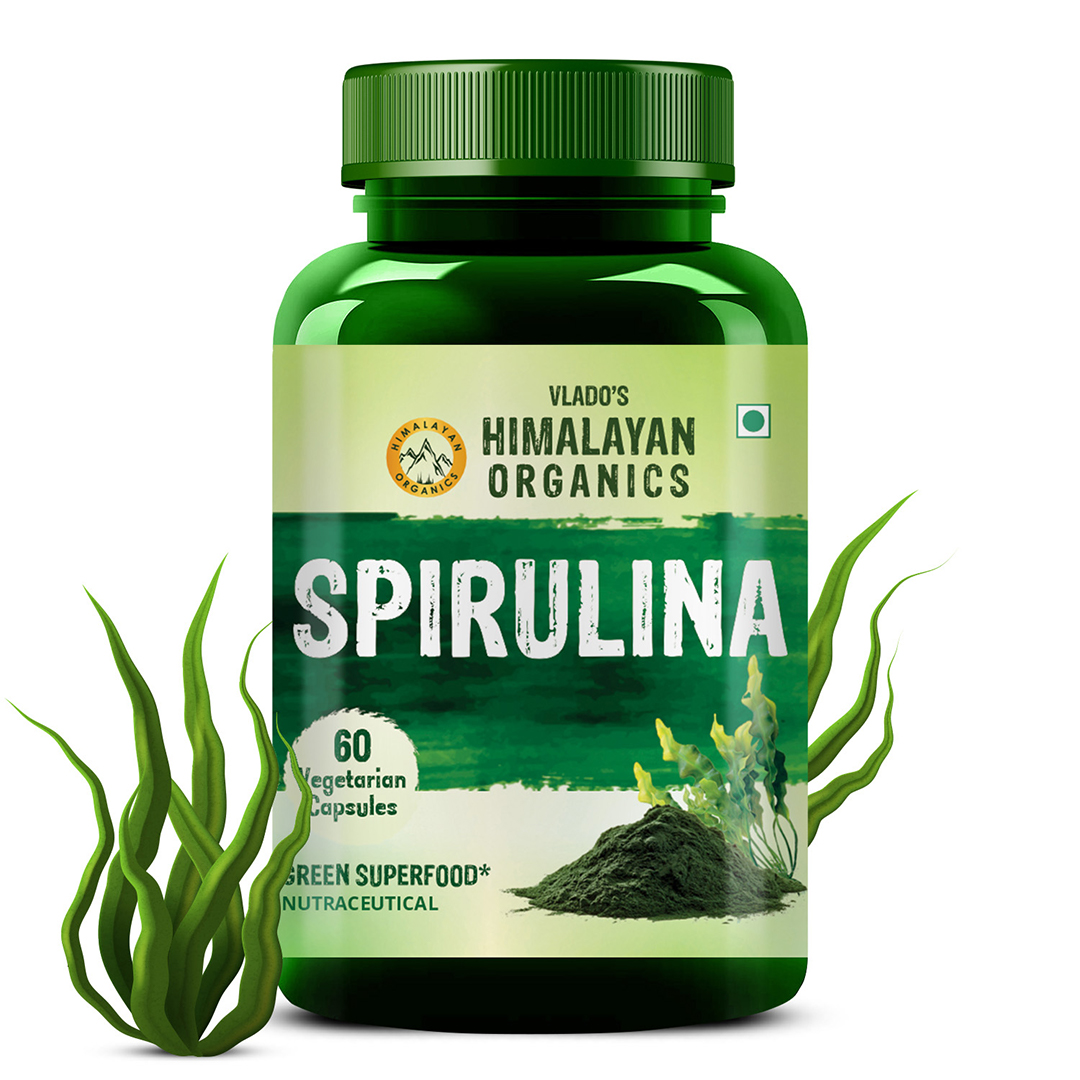 Spirulina 2000mg Supplement | Green Food For Good Health Weight Management And Immunity Booster | Helps In Healthy Heart - 60 Vegetarian Capsules