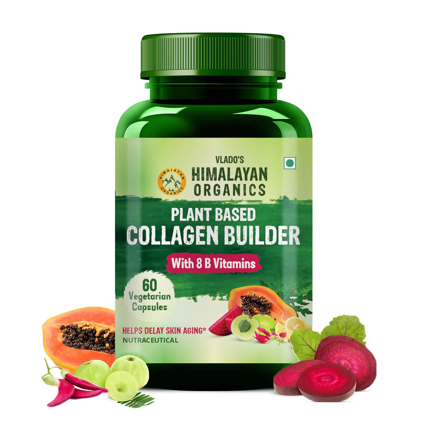 Plant Based Collagen Builder for Hair and Skin with Biotin and Vitamin C - 60 Veg Capsules [CLONE]