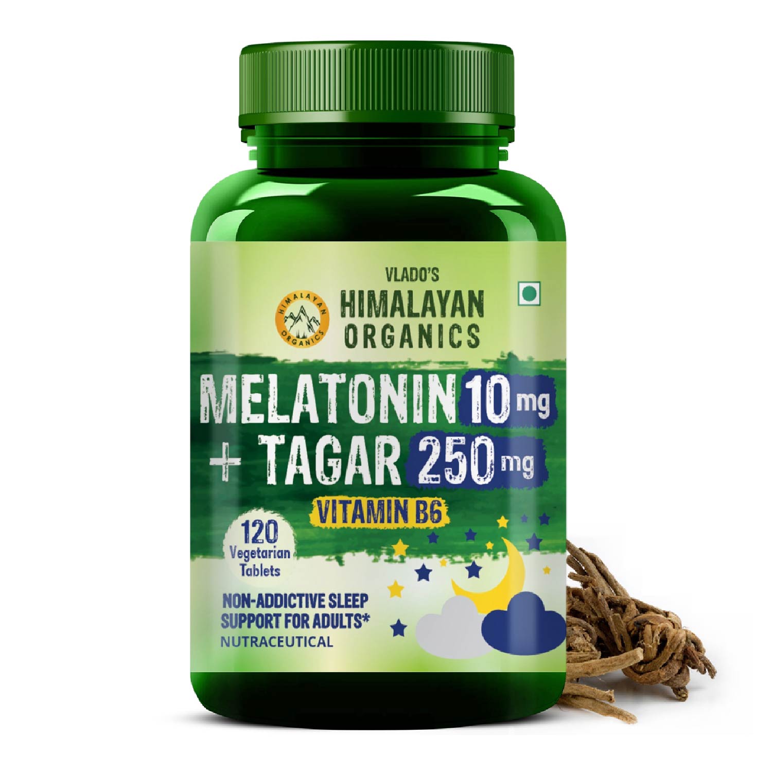 Melatonin 10mg + Tagar 250mg | Potent Sleep Aid Formula | 120 Veg Tablets