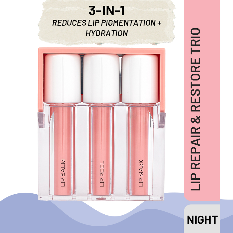 3-in-1 Korean Lip Moisturizing Trio - Night I Vegan Clean Ingredients I Lip Balm, Lip Peel Lip Mask
