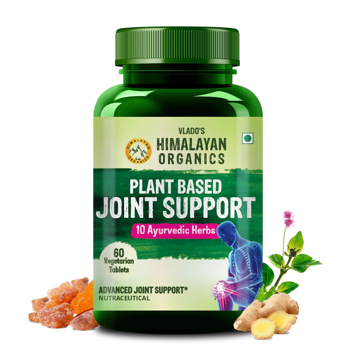 Plant Based Joint Support With Boswellia Serrata | Amla, Alfalfa, Turmeric, Moringa + 10 Ayurvedic Herbs | Strong Bones Relives Joint Pain | Better Flexibility For Men Women - 60 Veg Tablets