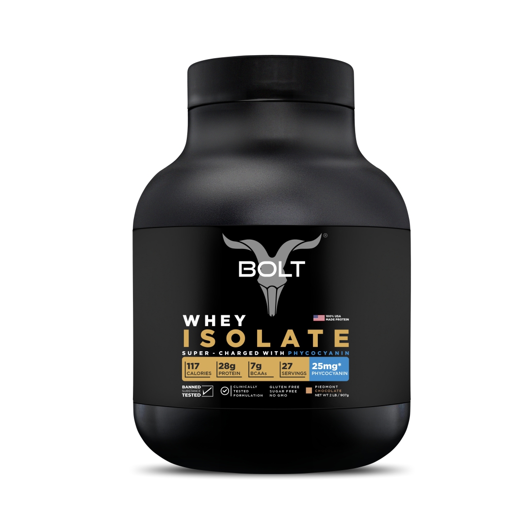 Nutrition 100 Whey Isolate Protein Powder | With Superfood PHYCOCYANIN |2LB/907gm (27 Servings) | Piedmont Chocolate