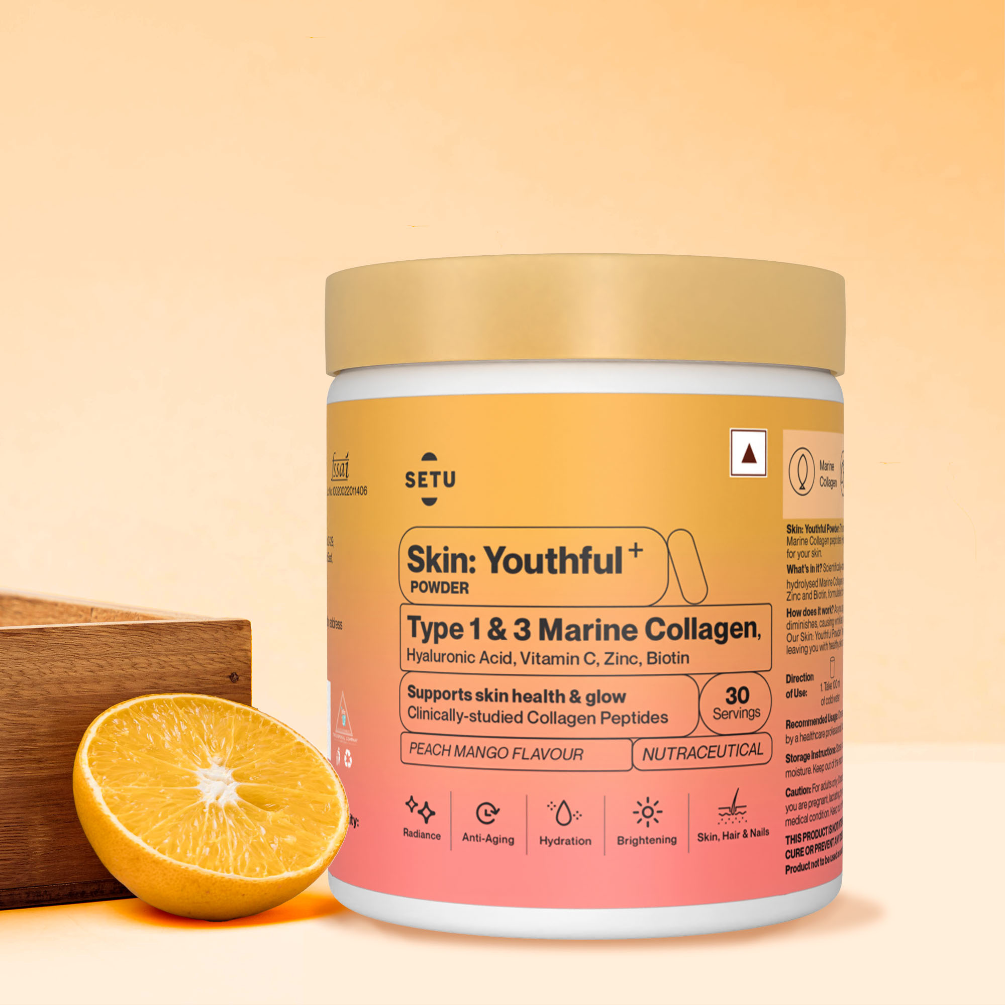 Skin: Youthful Collagen Powder - 30 Lemon Flavoured Sachets