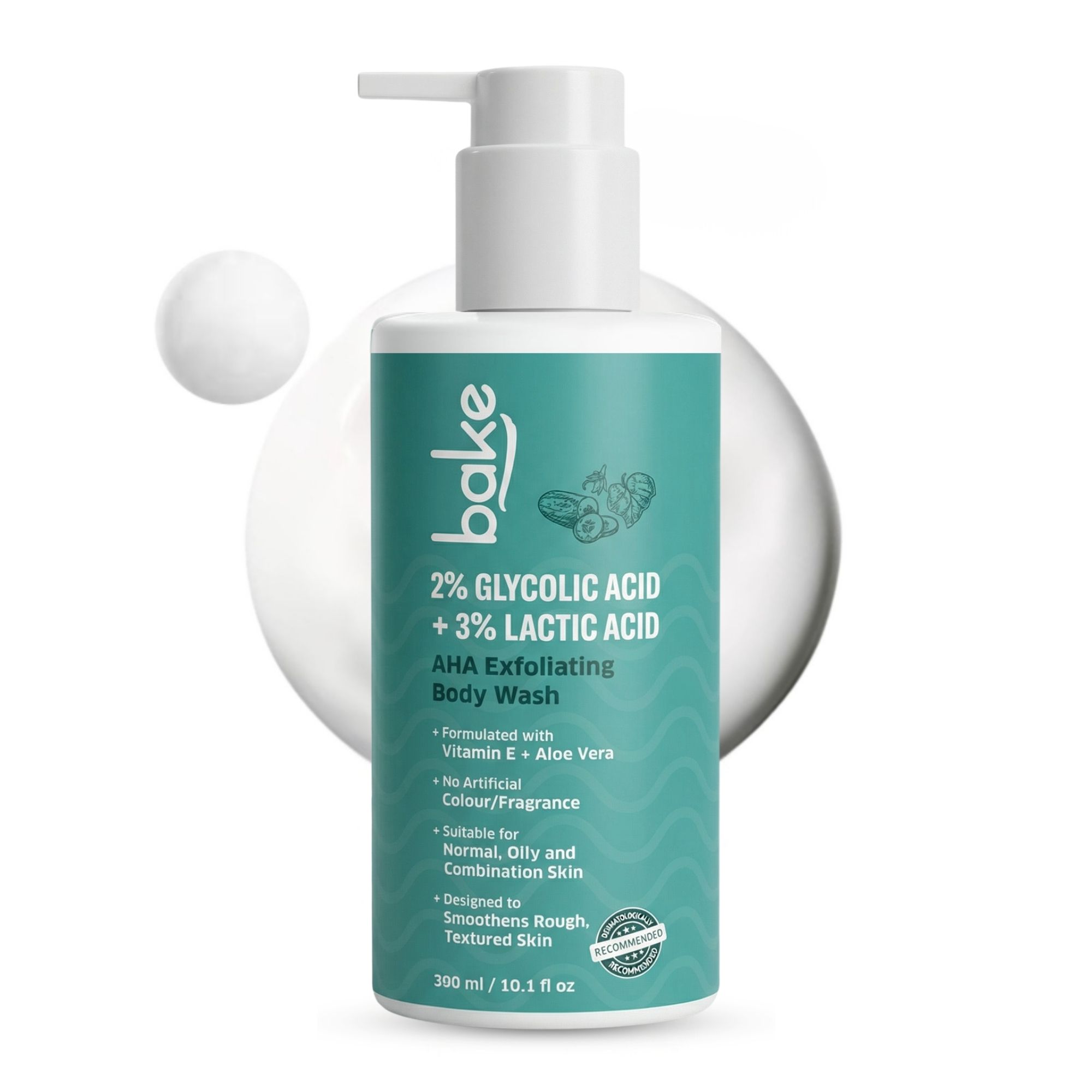 2 Glycolic Acid + 3 Lactic Acid AHA Body Wash for Tan Removal, Strawberry Skin, Rough Bumpy Skin 300ml