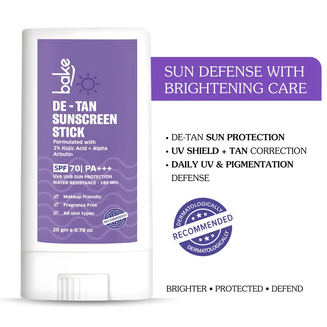 SPF 70 De-Tan Sunscreen Stick PA+++ with Kojic Acid Alpha Arbutin For Dark Spots Pigmentation, Water-Resistant 20gm