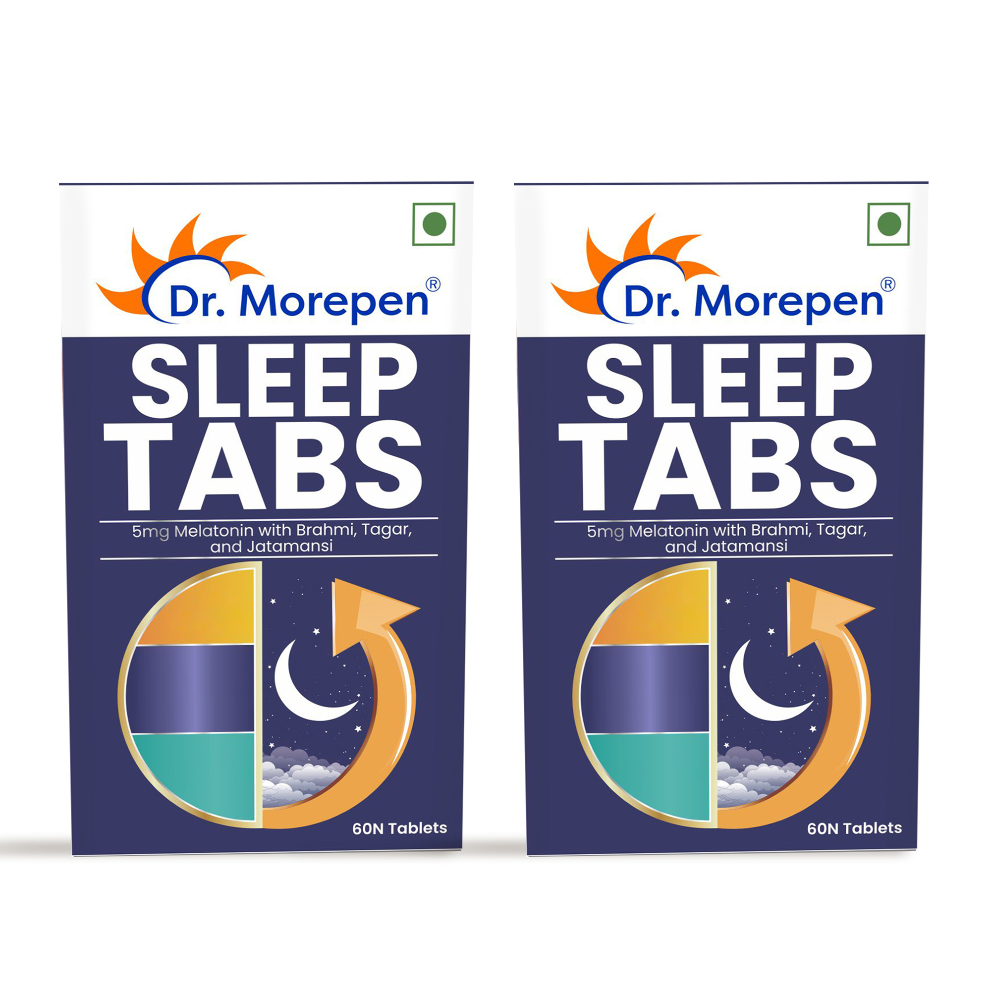 Sleep Tabs Melatonin 5mg Sleeping Tablets for Stress-Free Sleep Calmness - 60 Veg Tablets Pack of 2