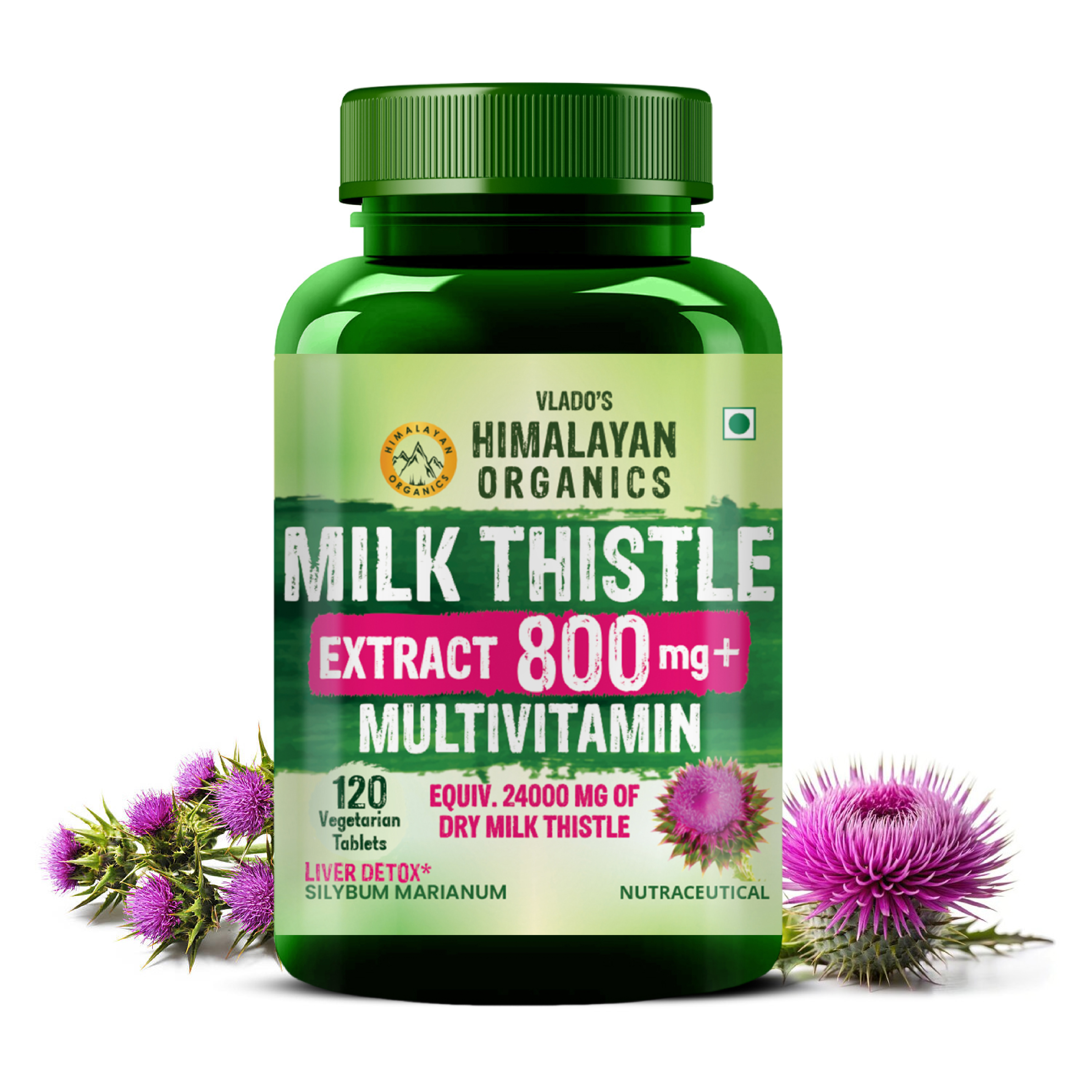 Milk Thistle Extract With 800Mg Of Silybum Marianum Detox Supplement For Men And Women For Healthy Liver | Boost Metabolism And Maintain Cholesterol level - 120 Vegetarian Tablets