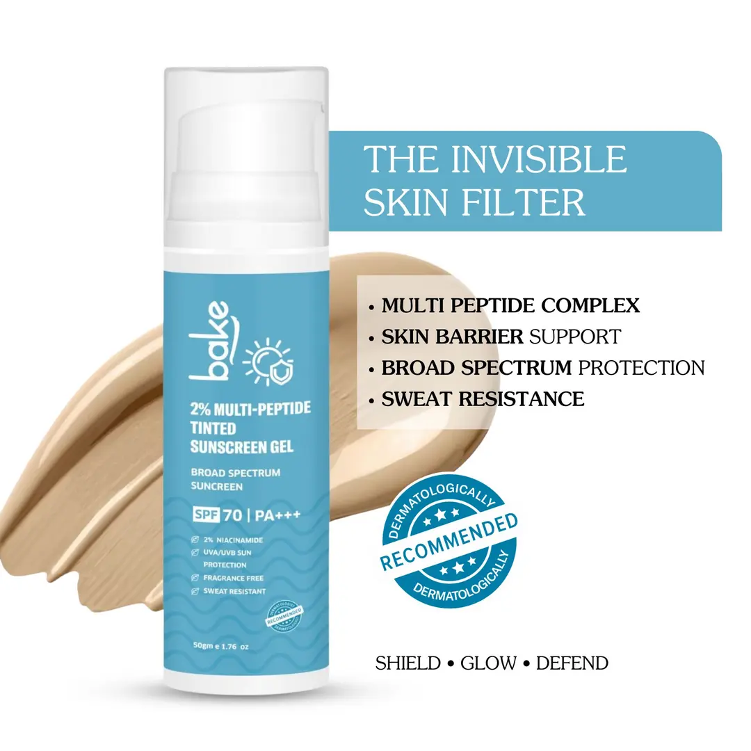 2 Multi Peptide Tinted Sunscreen SPF 70 PA+++ with 2 Niacinamide For Water Sweat Resistant Broad Spectrum Sunscreen 50gm