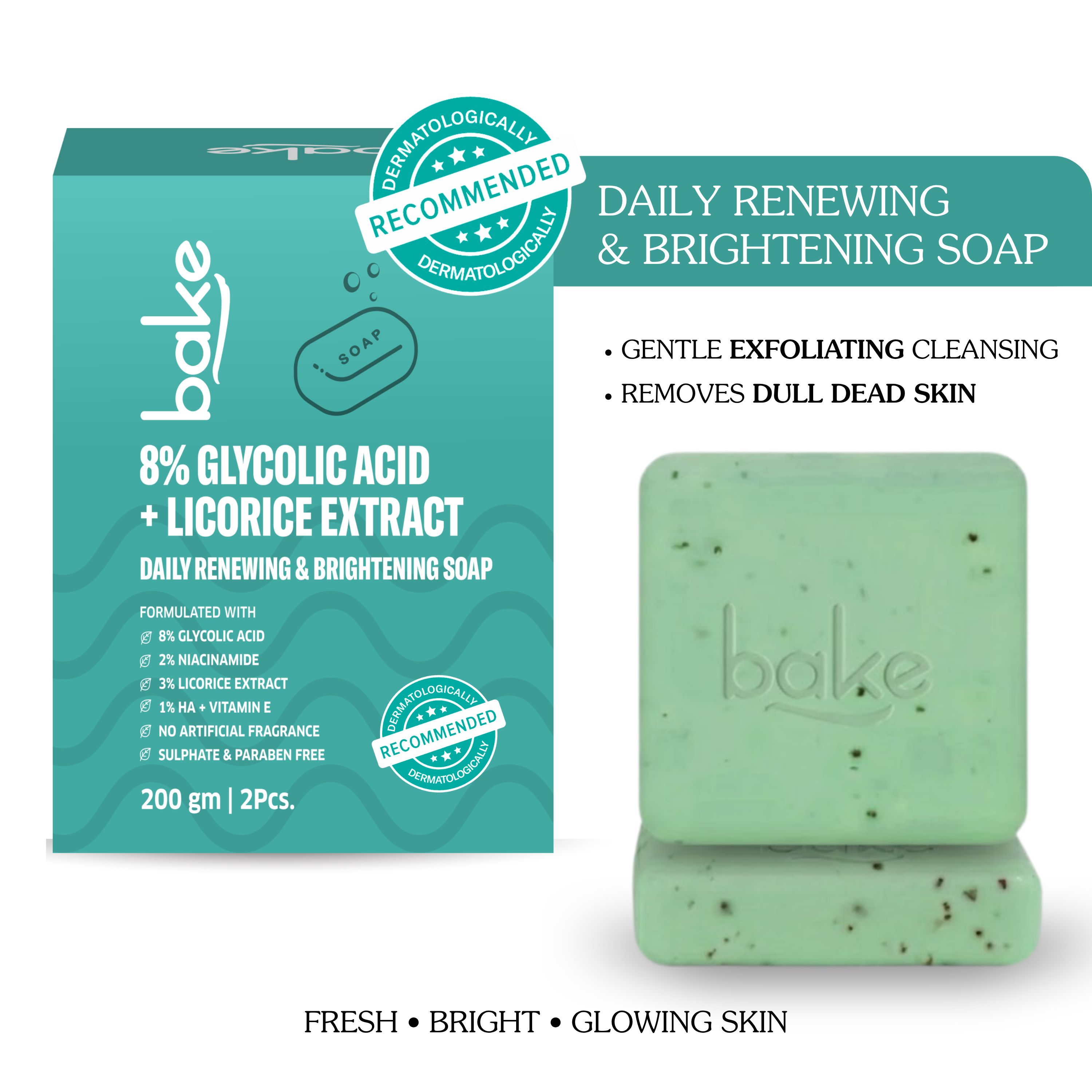 8 Glycolic Acid Scrub Treatment Soap For Pigmentation, Exfoliation, Tan Removal Brightens Underarms - Pack of 2(100gm x 2)