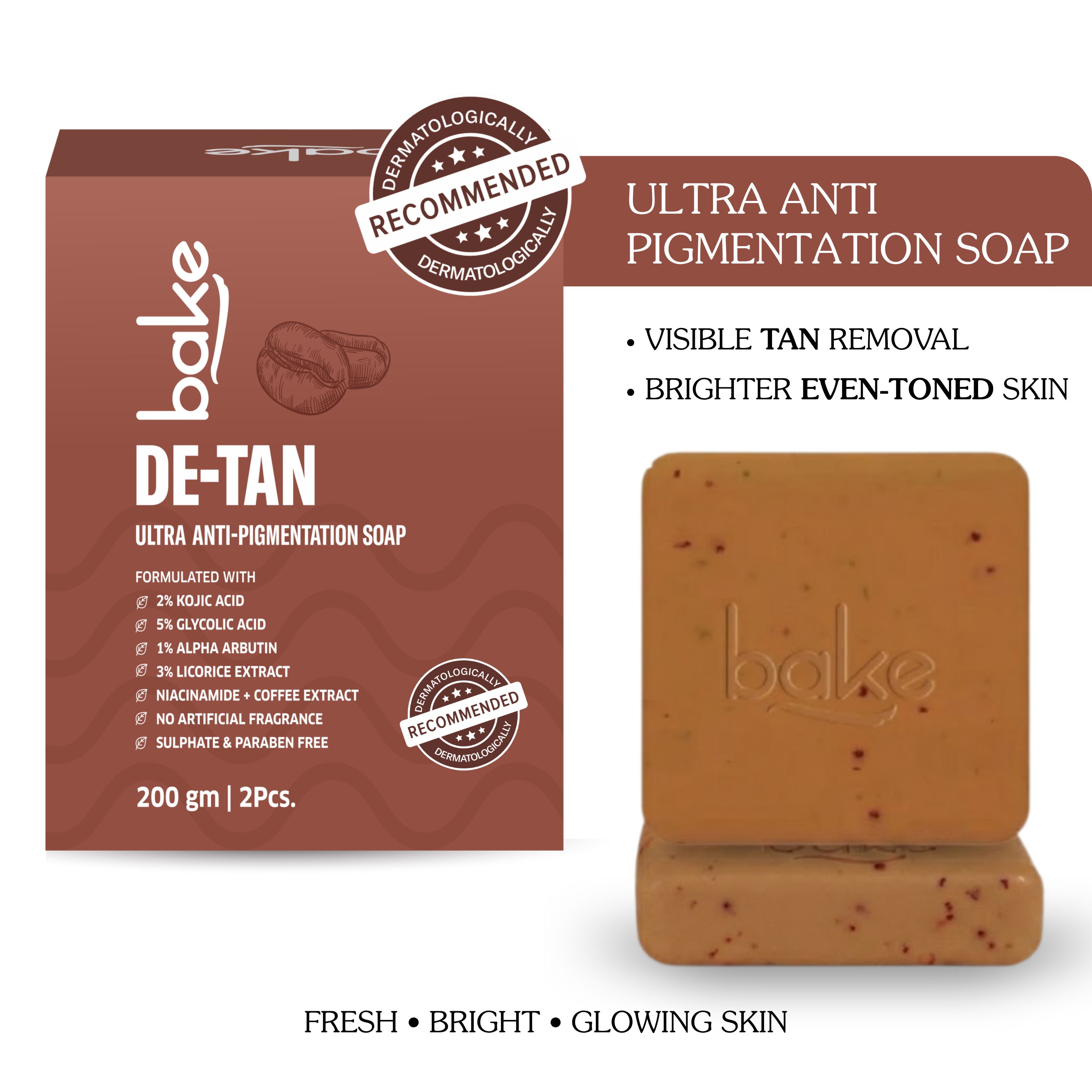 De-Tan Scrub Treatment Coffee Soap For Ultra Pigmentation Soap, Dark Spots Tan Removal - Pack of 2(100gm x 2)