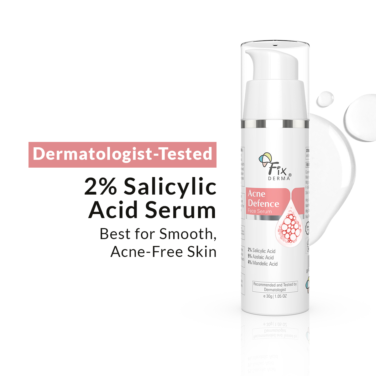 Acne Defence Face Serum with 2 Salicylic Acid 4 Mandelic Acid - 30gm