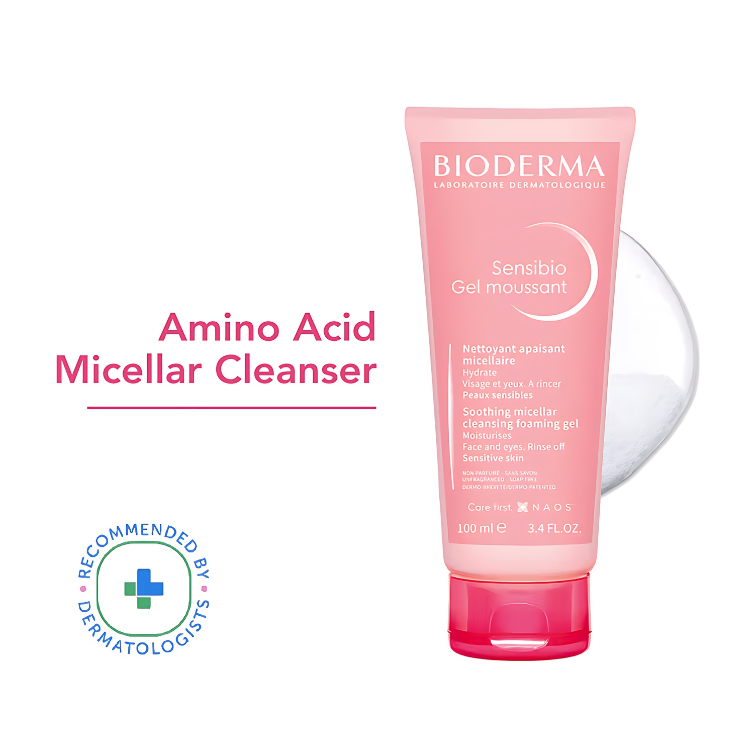 Sensibio Gel Moussant SLS Free Cleanser With Vitamin E-24h Hydration-Micellar Gel 100ml