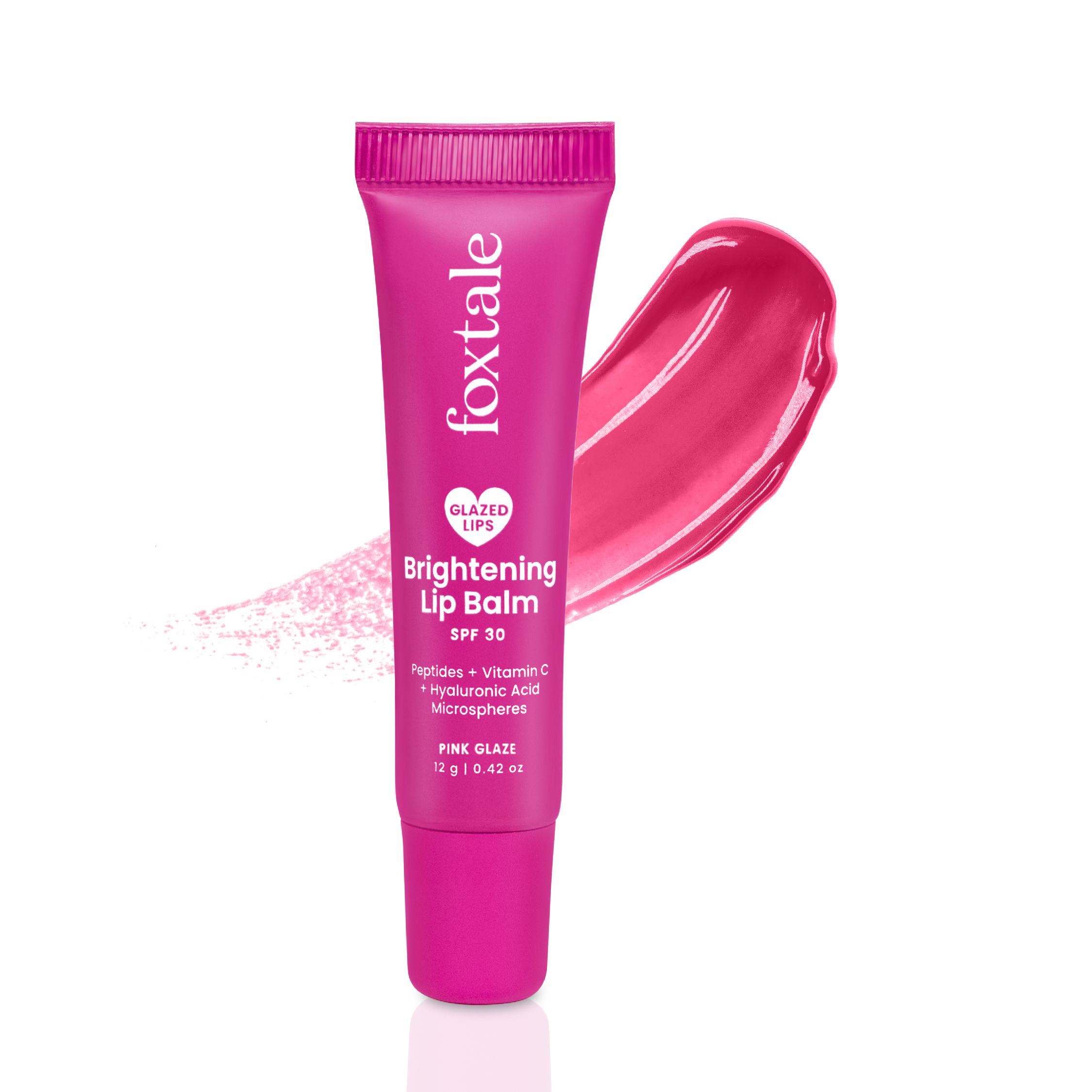 Brightening Lip Balm With Peptides, Vitamin C Hyaluronic Acid Bubblegum Pink Glaze 12ml