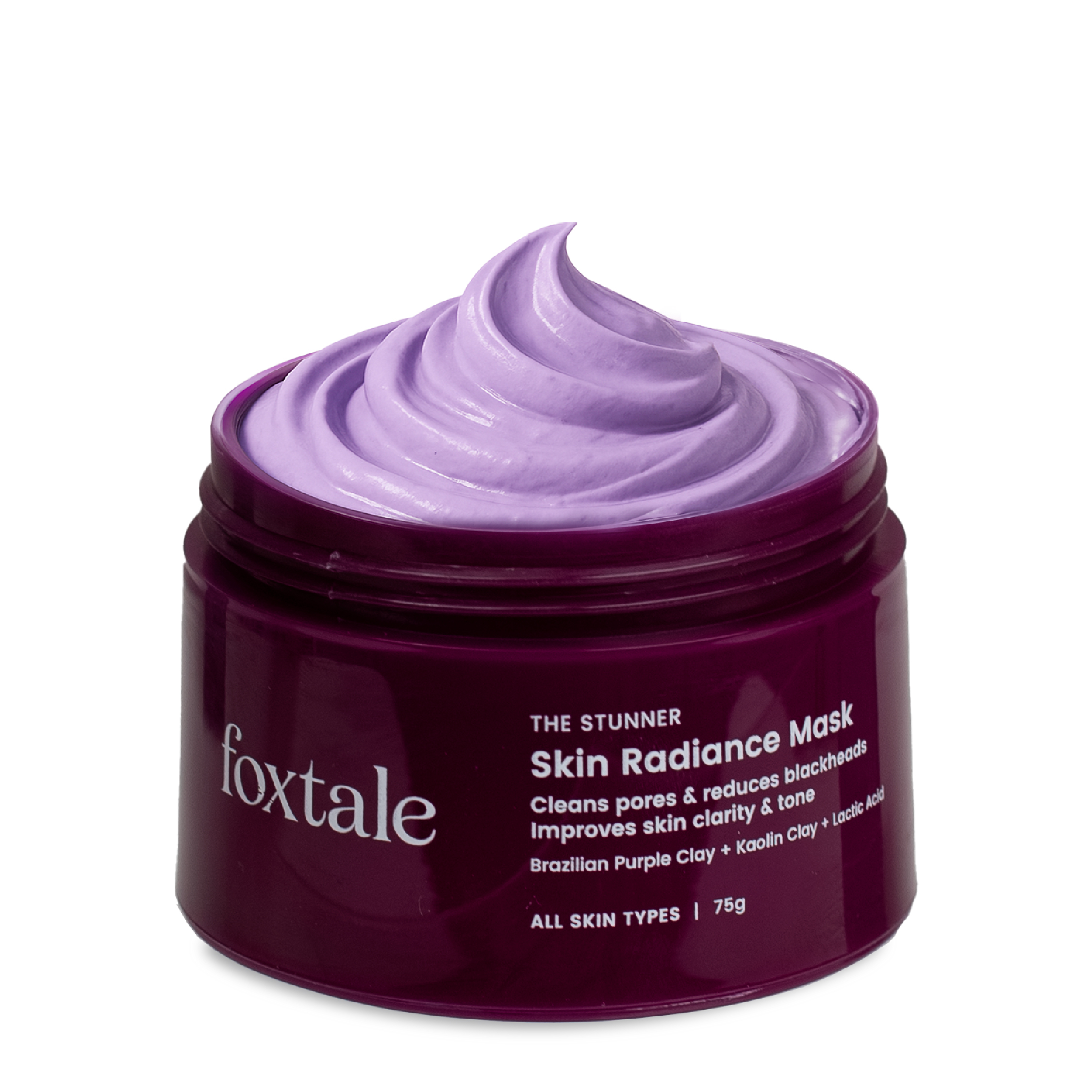 De-Tan Skin Radiance Mask, With Lactic Acid, Brazilian Purple Clay Kaolin Clay 75ml