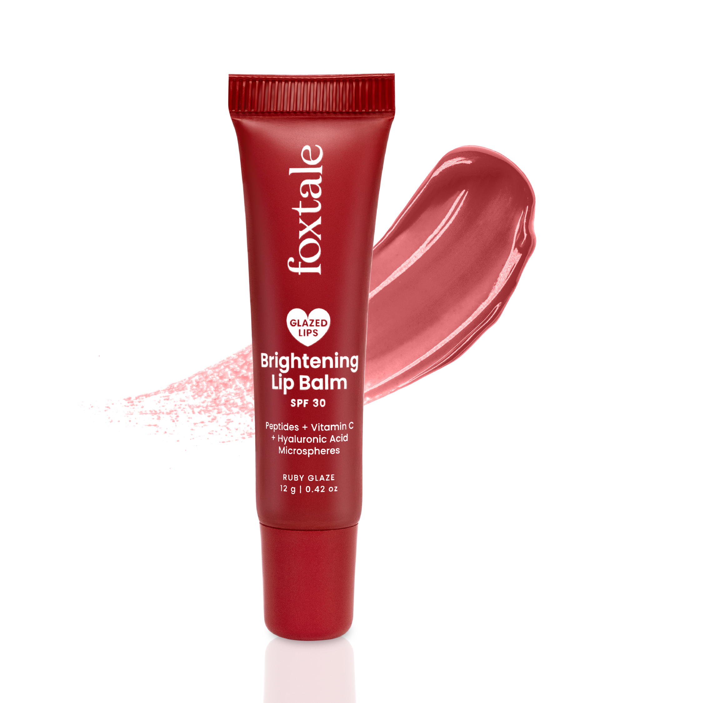 Brightening Lip Balm With Peptides, Vitamin C Hyaluronic Acid - Ruby Glaze 12ml