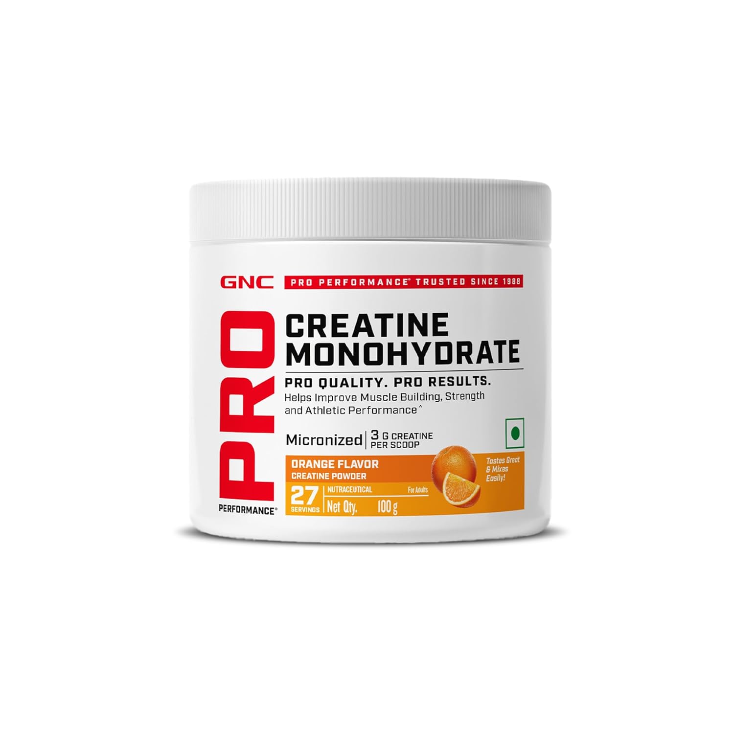 Pro Performance Pure Micronized Creatine Monohydrate | 100gm | Orange