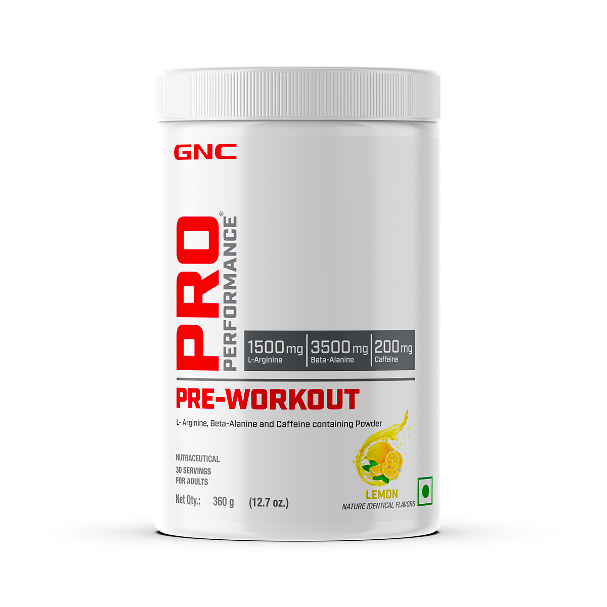 Pro Performance Pre-Workout | Boosts Energy Endurance | 1.5gm L-Arginine | 3.5gm Beta-Alanine | 0.2gm Caffeine |Lemon | 360gm