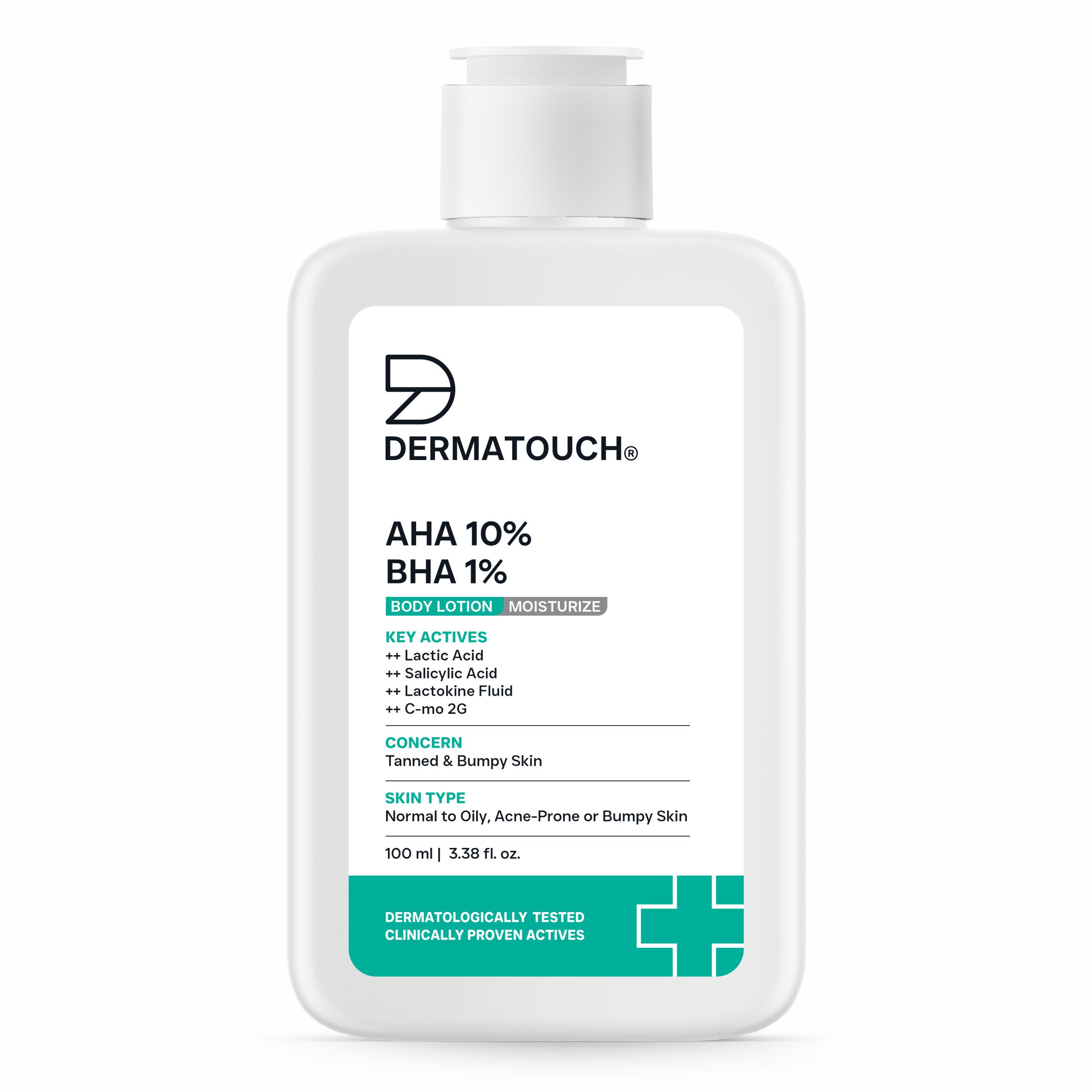 DERMATOUCH AHA 10 BHA 1 Body Lotion for Men Women - Body lotion for dry skin De-tans, Moisturizing Bumpy Skin / Suitable for All Skin Types 100ml