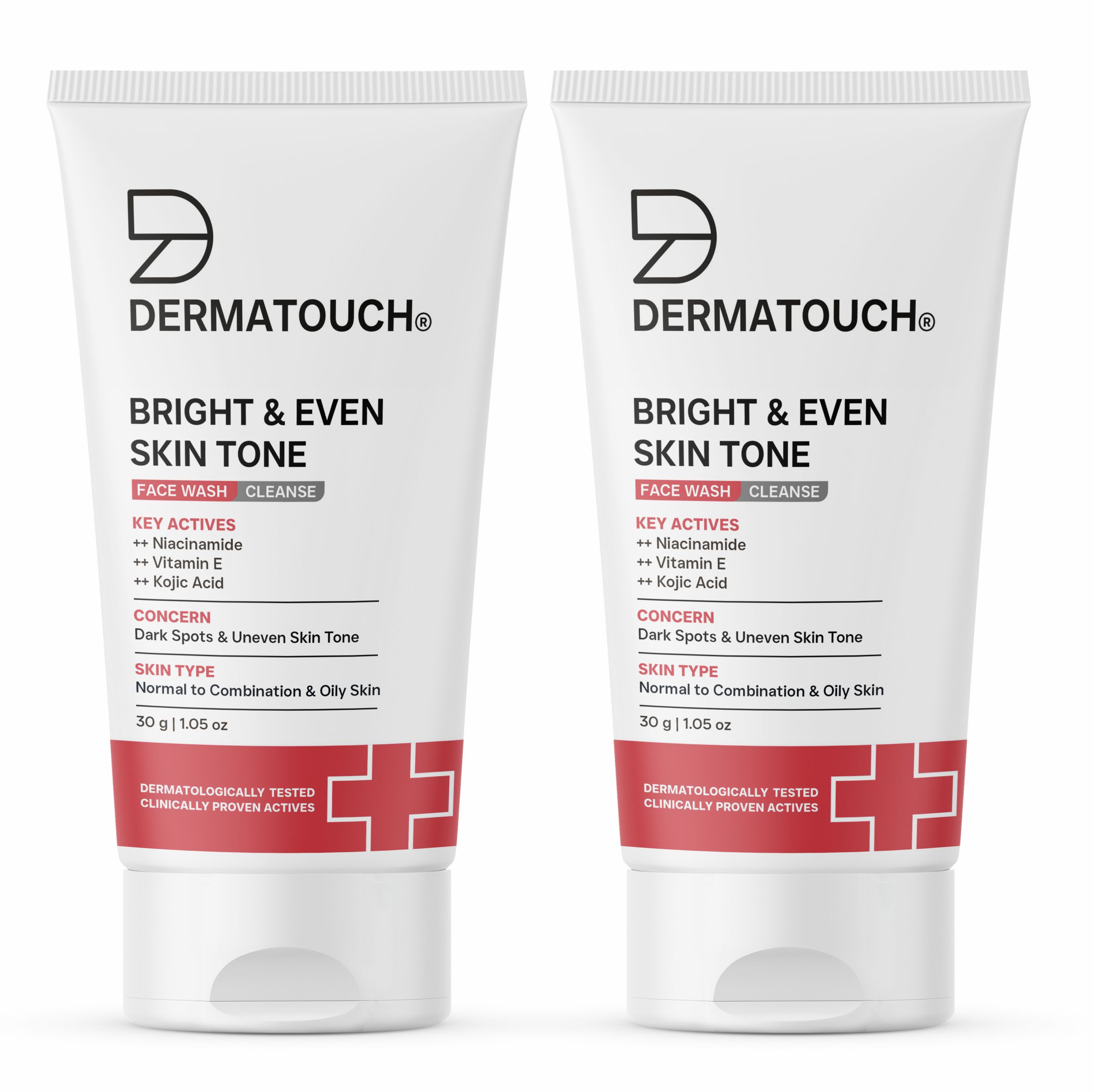 Dermatouch Bright Even Skin Tone Face Wash - 30gm Pack Of 2