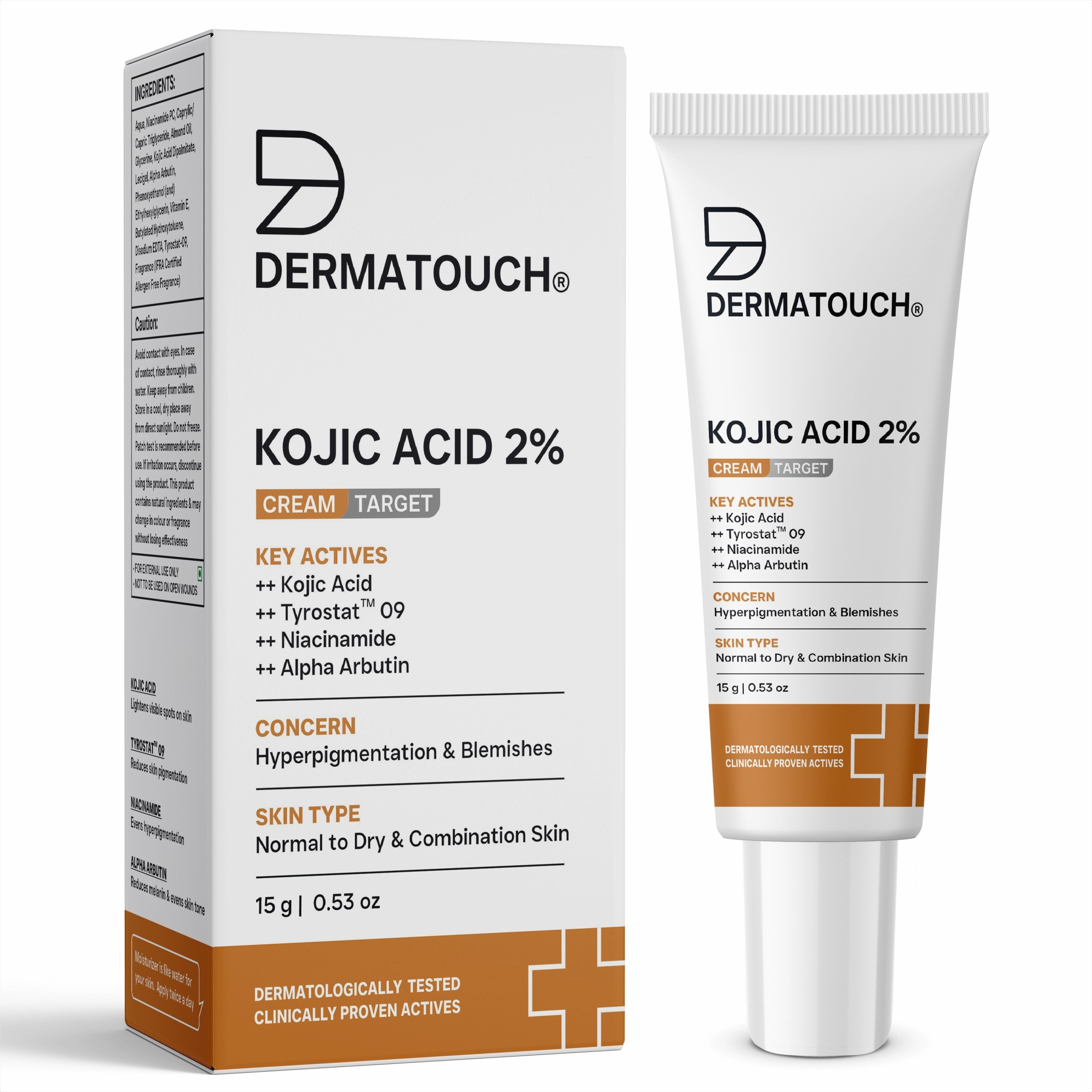 Dermatouch Kojic Acid 2 Cream | For Pigmentation Dark Spot Reduction | Suitable For All Skin Types | 15gm