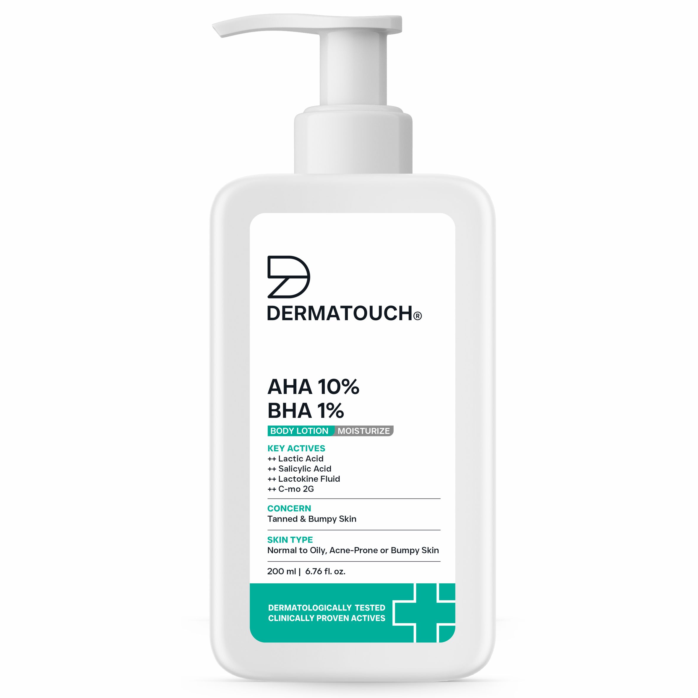 DERMATOUCH AHA 10 BHA 1 Body Lotion for Men Women - Body lotion for dry skin De-tans, Moisturizing Bumpy Skin / Suitable for All Skin Types 200ml