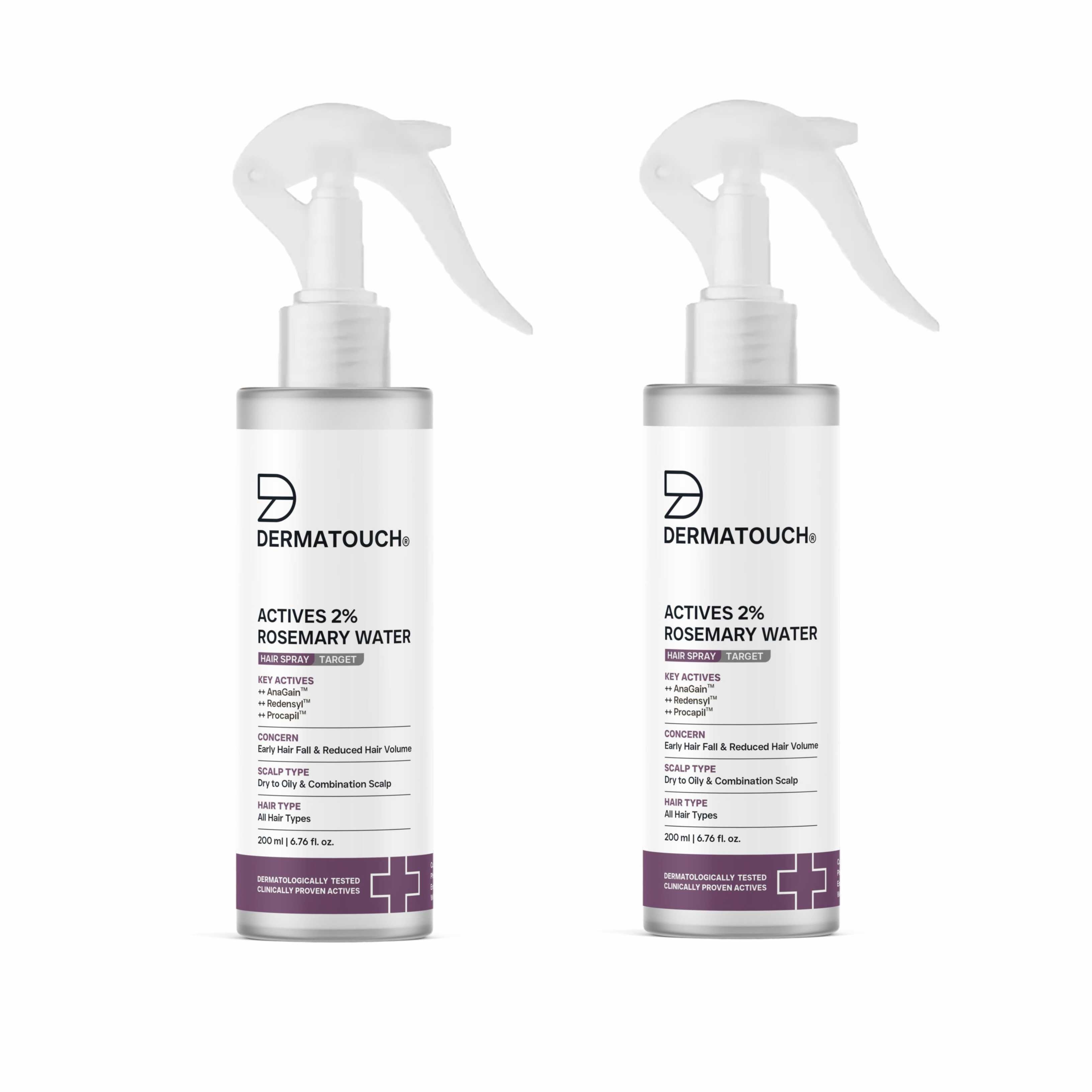 DERMATOUCH ACTIVES 2 ROSEMARY WATER HAIR SPRAY - 200ML PACK OF 2