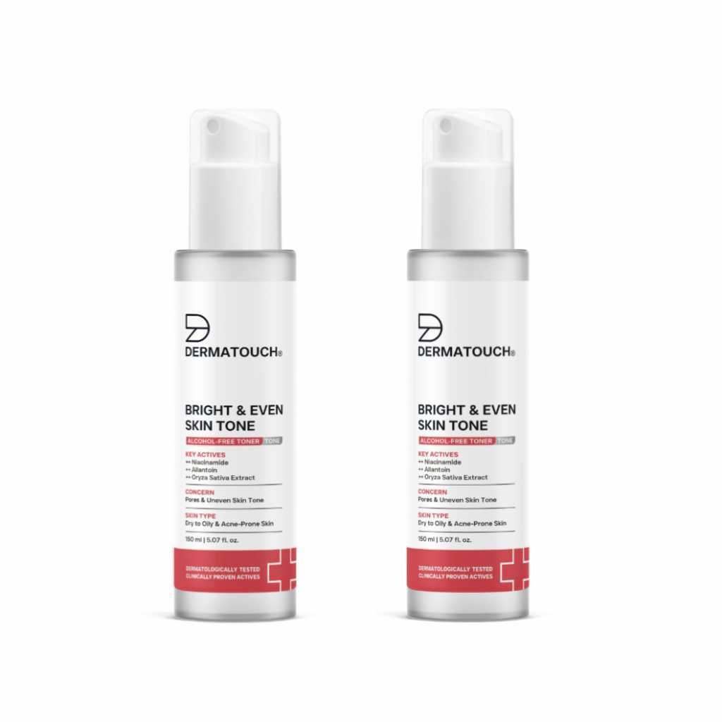Dermatouch Bright Even Skin Tone Alcohol Free Toner With 3 Niacinamide Face Toner For Dullness, Dehydration Open Pores / Suitable For All Skin Types 150ml Pack Of 2