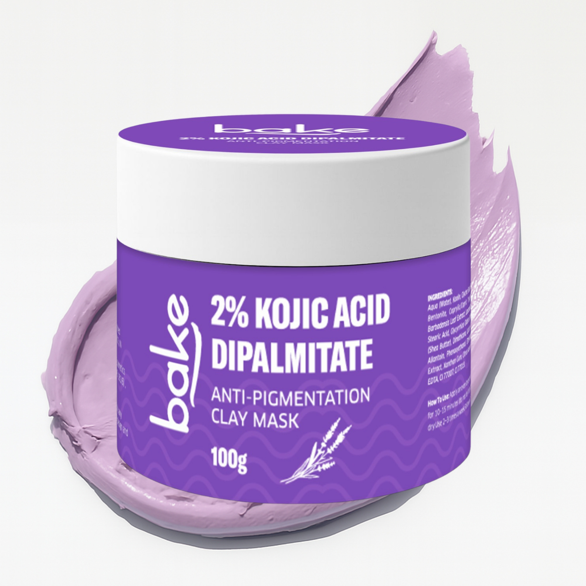 Bake 2 Kojic Acid Di palmitate Anti-Pigmentation Clay Mask for Dark Spots, Tan Uneven Skin Tone 100gm