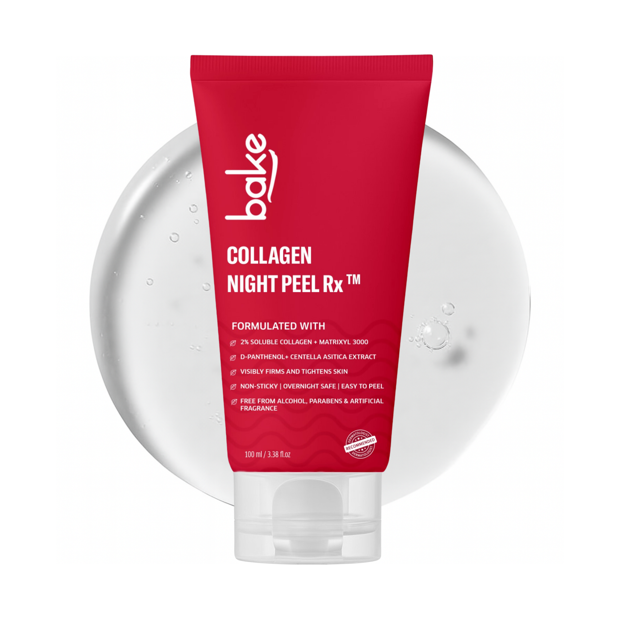 BAKE Collagen Night Peel Rx 2 Soluble Collagen Mask for Firming, Tightening, Elasticity Hydration 100ml