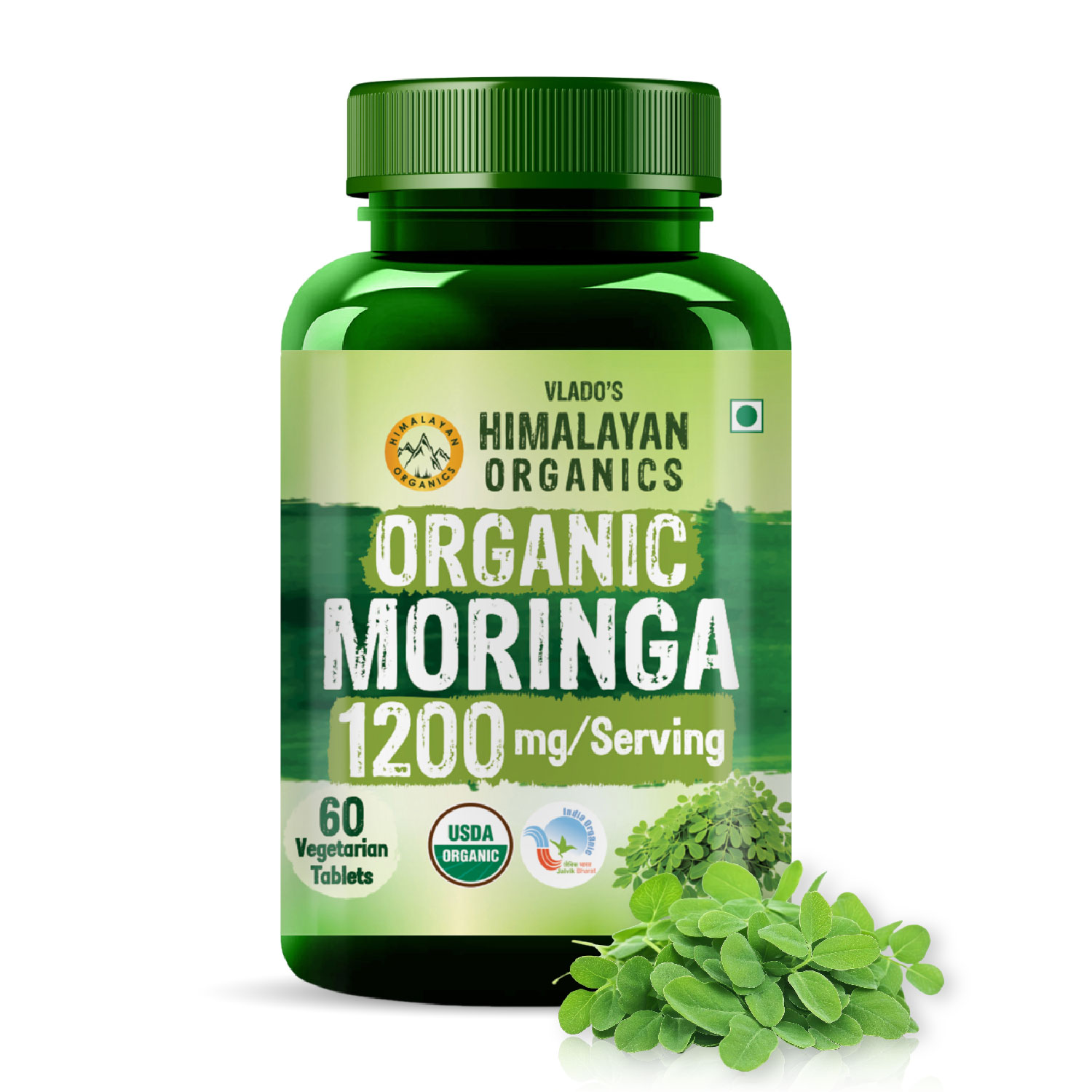 Organic Moringa Tablet with 1200mg Moringa Leaves Extract | Moringa Powder Tablets for Immunity, Digestion Energy| Moringa Leaves Tablets, 60 Tablets