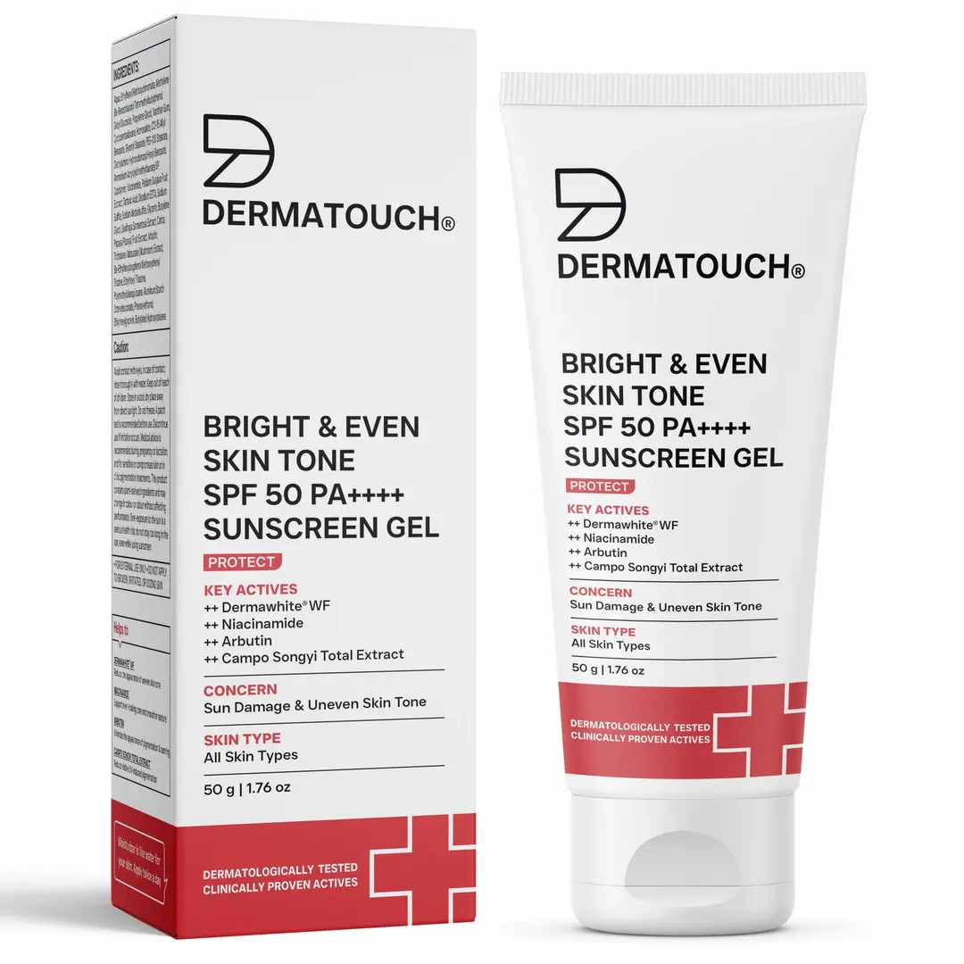BRIGHT EVEN SKIN TONE SPF 50 PA++++ SUNSCREEN Gel Cream for Tanning, Uneven Skin Tone Sun Protection / Suitable for Dry to Oily Mildly Sensitive Skin | 50gm