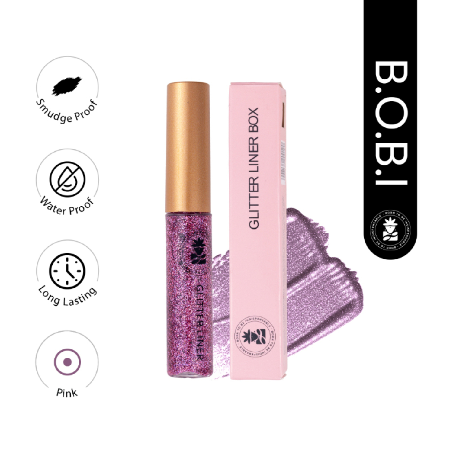 Glitter Eyeliner Pink | Diamond Sparkle Finish | Waterproof Long Wear | Quick Dry Smudgeproof | Felt-Tip Precision | Cruelty-Free Paraben-Free-5ml