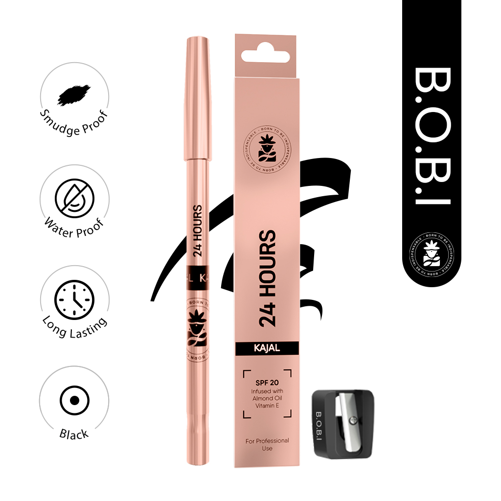 24 Hours Kajal For Eyes | Smudgeproof Waterproof Formula | Deep Black Pigment | Cruelty-Free Paraben-Free | Smooth Application | Long Lasting Wear-1.5gm