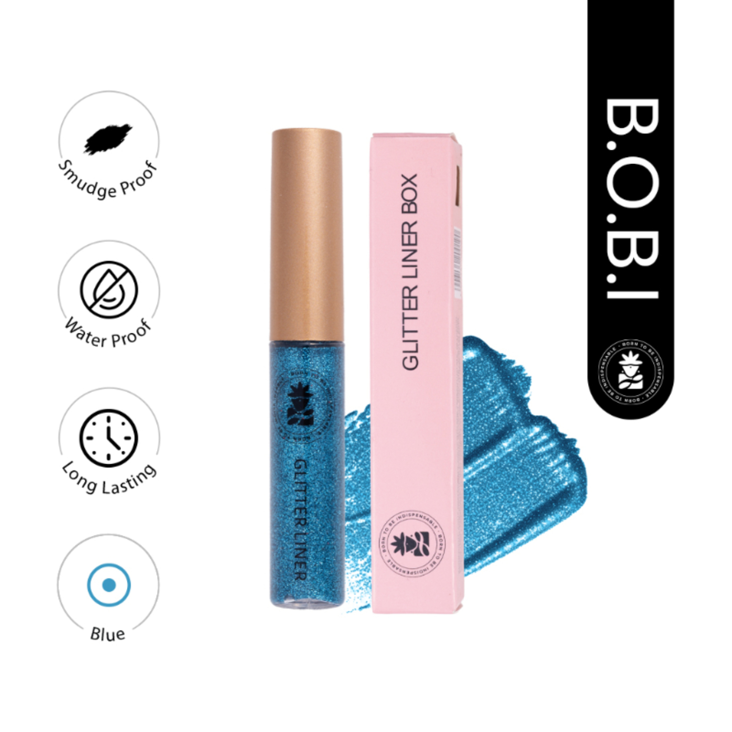 Glitter Eyeliner Blue | Diamond Sparkle Finish | Waterproof Long Wear | Quick Dry Smudgeproof | Felt-Tip Precision | Cruelty-Free Paraben-Free-5ml
