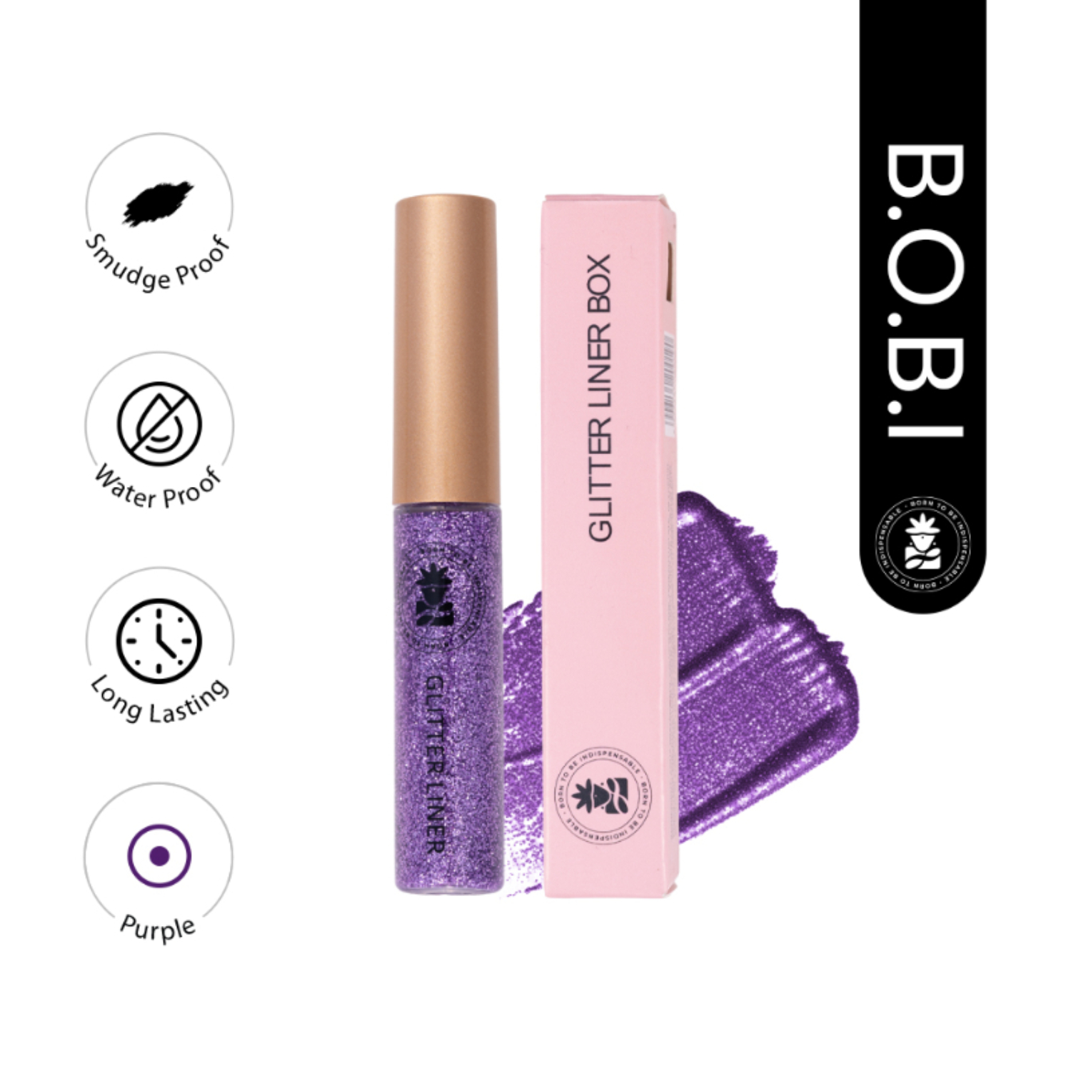 Glitter Eyeliner Purple | Diamond Sparkle Finish | Waterproof Long Wear | Quick Dry Smudgeproof | Felt-Tip Precision | Cruelty-Free Paraben-Free-5ml
