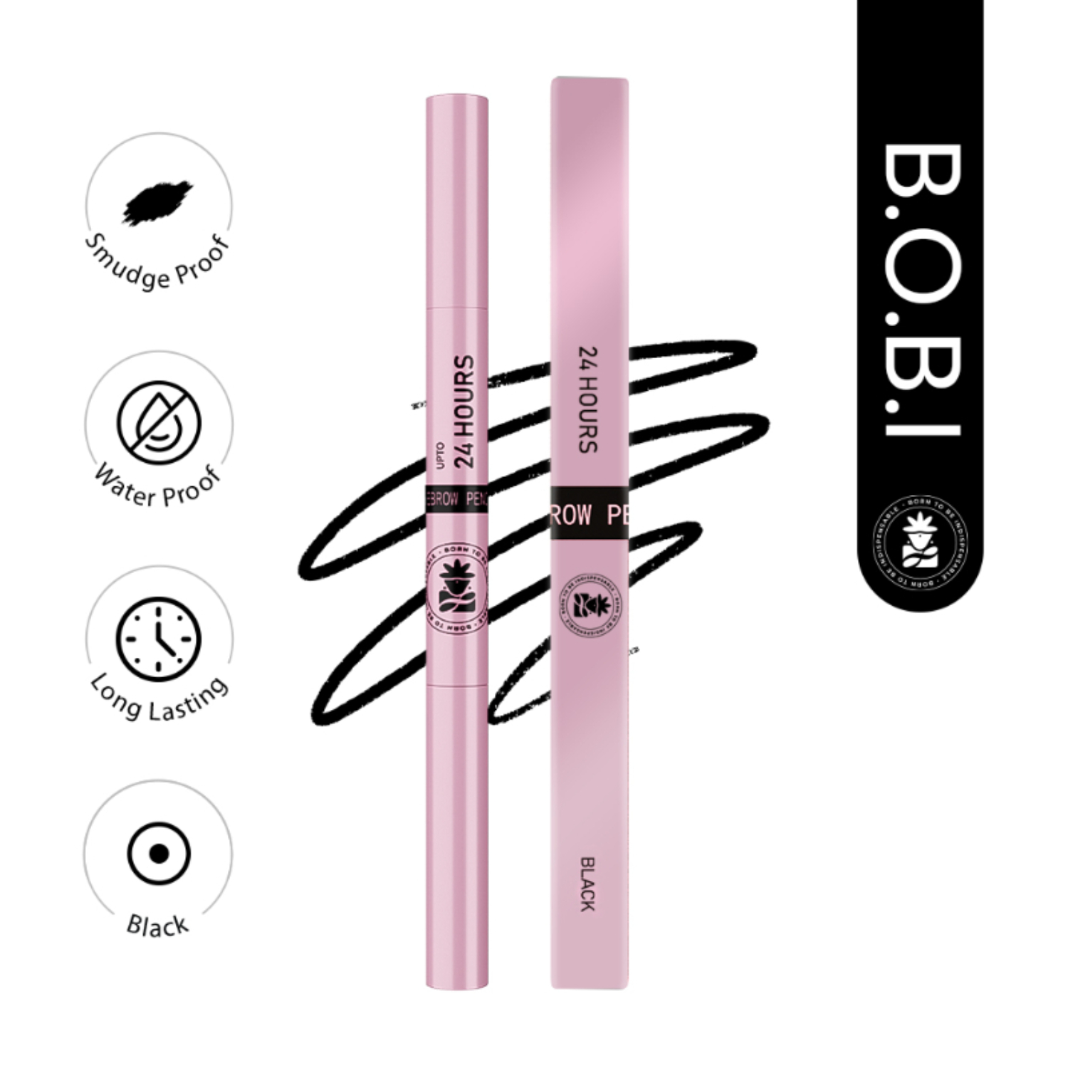Eyebrow Pencil Black | Waterproof Smudgeproof Finish | Built-In Spoolie Brush | Long Lasting Smooth Texture | Paraben-Free Cruelty-Free | Precision Brow Definer-5 gm
