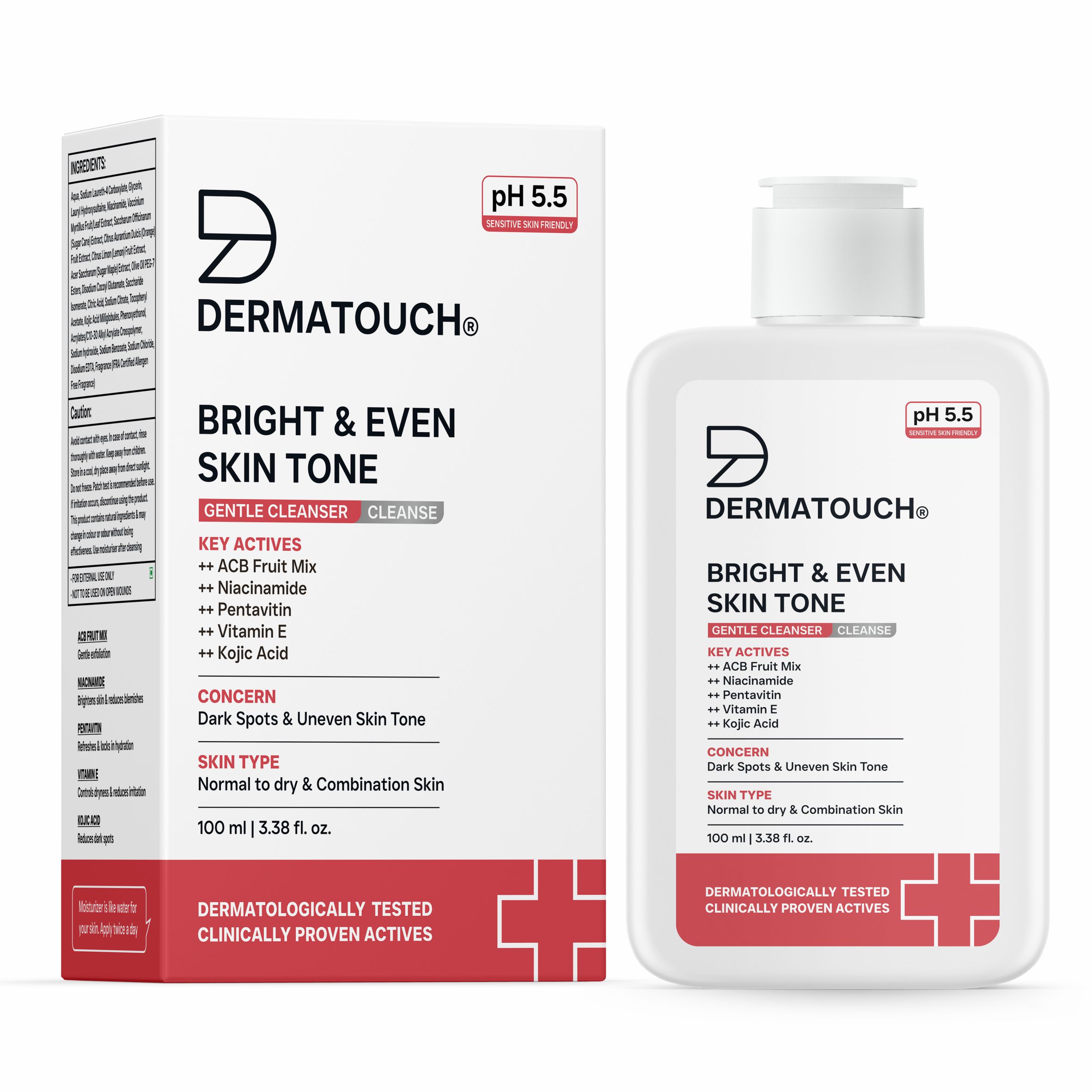 Bright Even Skin Tone Gentle Cleanser | Helps Reduce Dark Spots Uneven Tone | pH 5.5 Daily Face Wash | 100ml