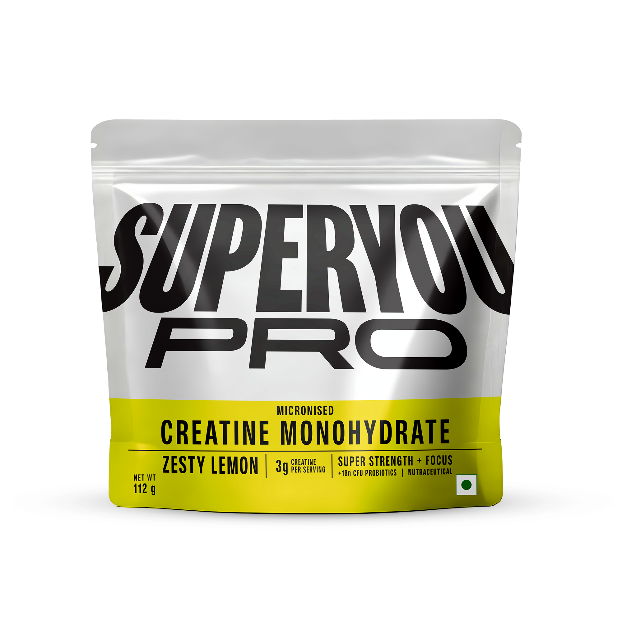 Micronized Creatine Monohydrate Powder | Zesty Lemon | 100gm | 33 Servings | Micronized to 200 Mesh | 1Bn CFU Probiotics | Enhanced Muscle Strength with Rapid Absorption |Pre-Post Workout Supplement | Zero Calories | Zero Sugar | No Artificial Preservativ