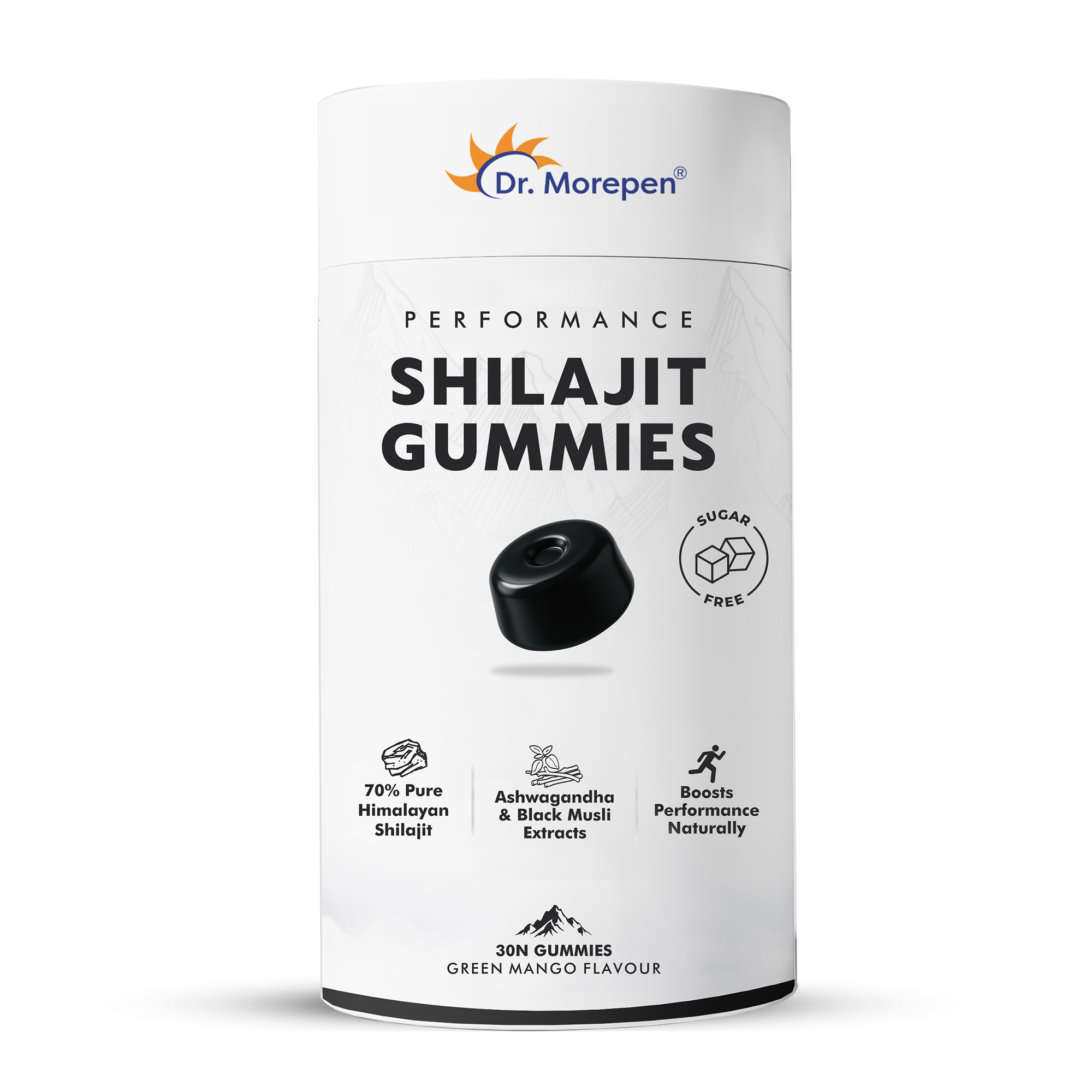 Shilajit Gummies with 70 Pure Himalayan Shilajit, Ashwagandha Black Musli Extracts, Sugar-Free Performance Booster Green Mango Flavour, 30 Gummies